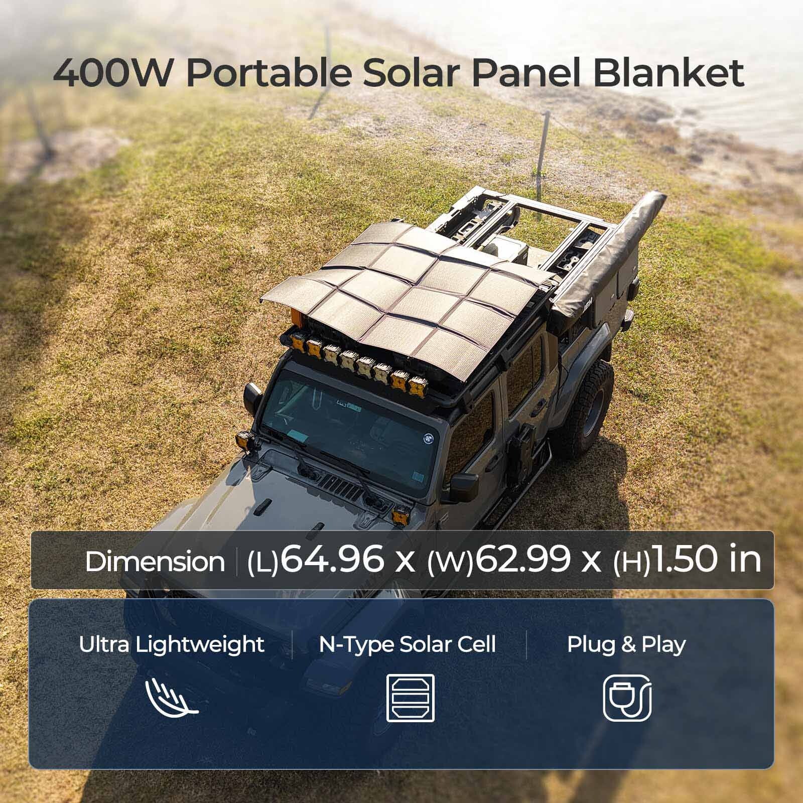 Renogy 400W Solar Panel Blanket Portable Solar Suitcase Foldable Solar Panel