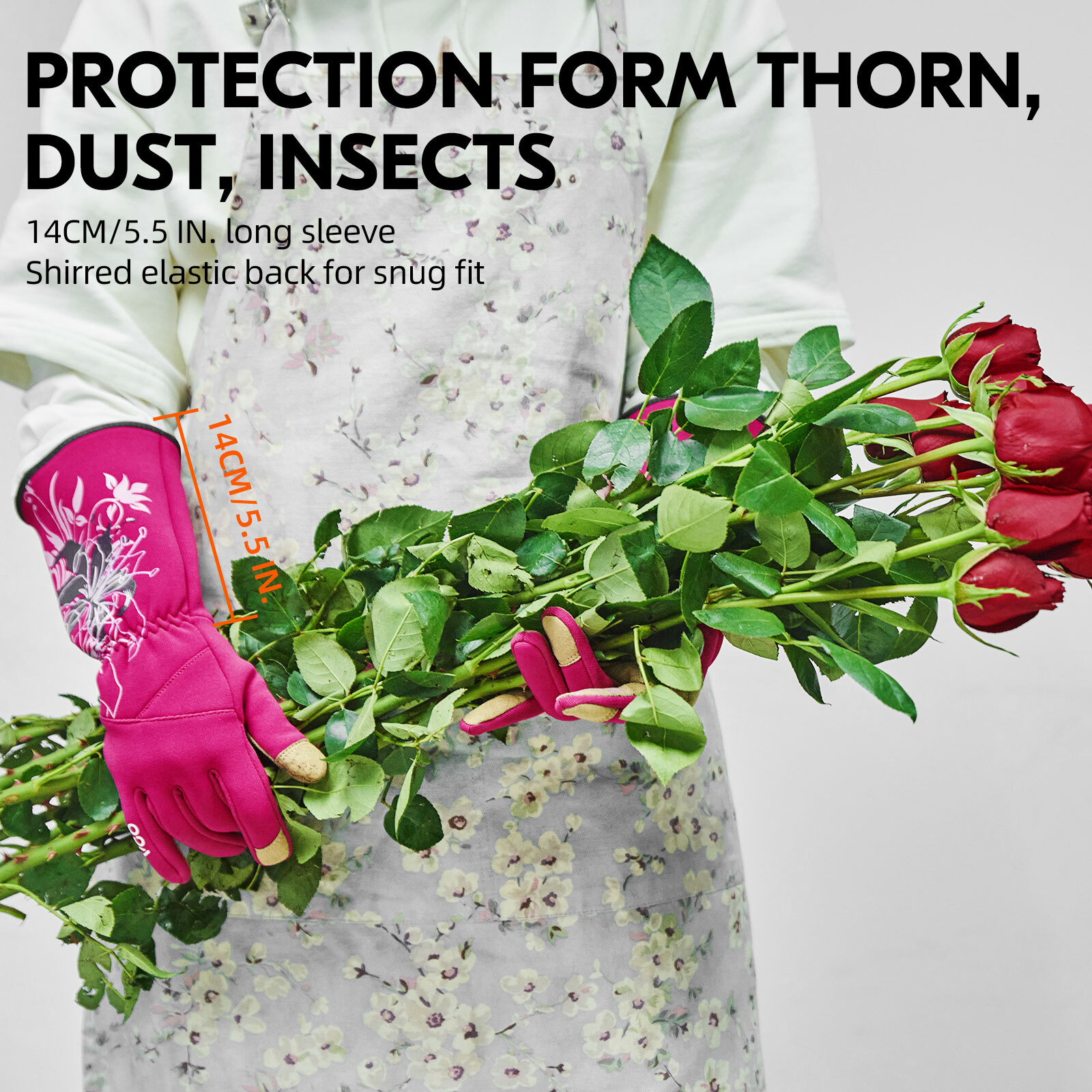 Vgo 1Pair Synthetic Leather Gardening Gloves, Washable Work Gloves (SL7445)