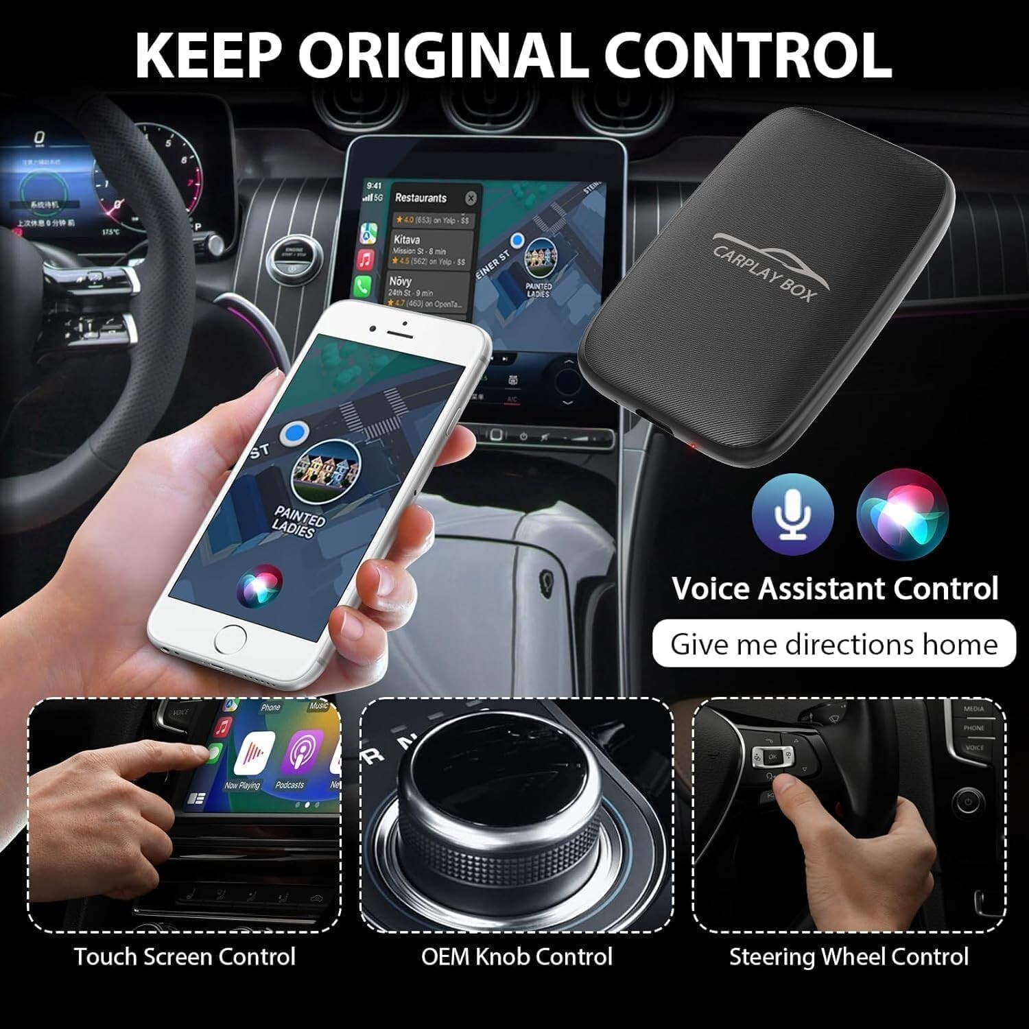 3 in 1 Wireless Carplay Adapter, Wireless Carplay and Android Auto Adapter Netfl