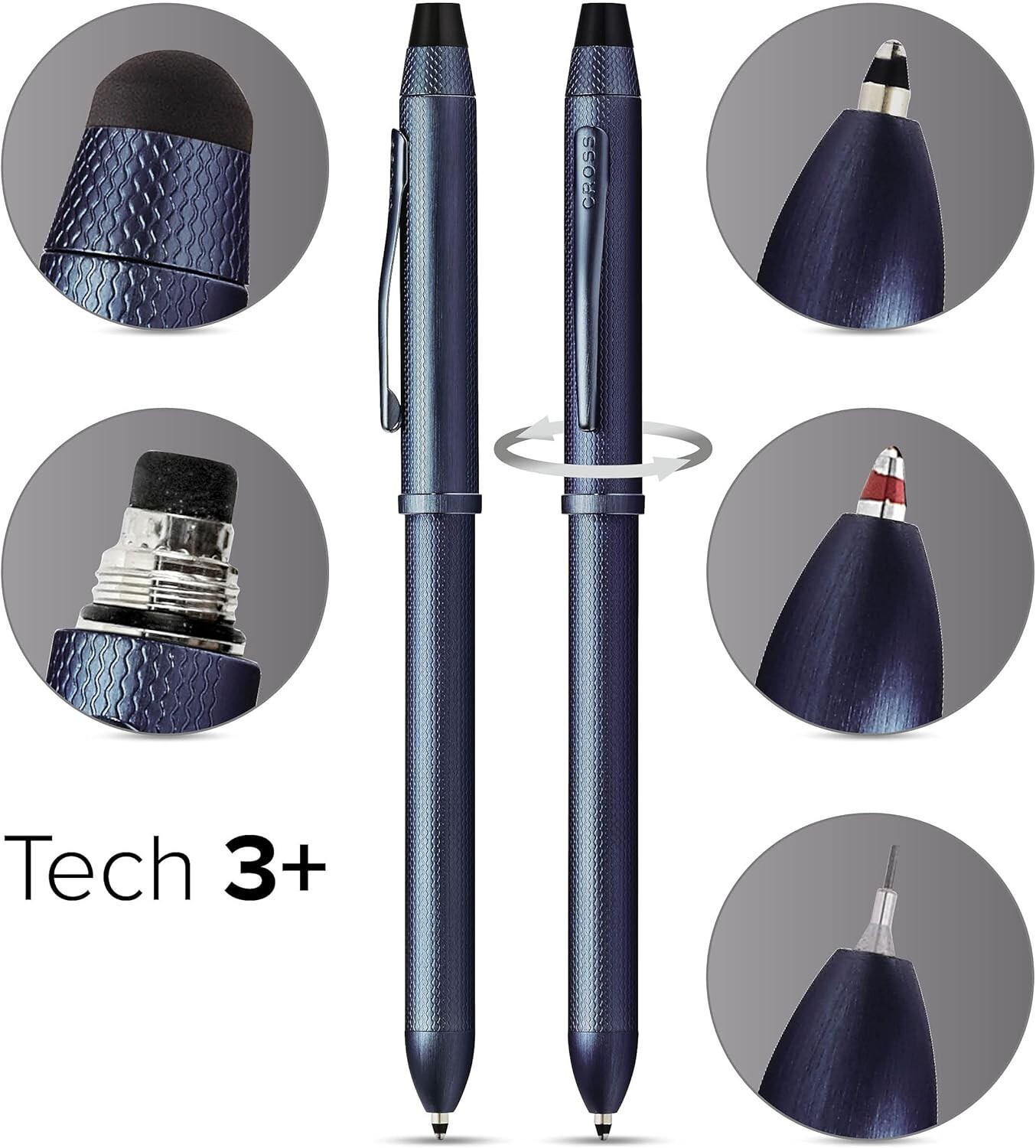 Cross Tech3+ Multifunction Pen W/ Stylus Ballpoint Pen & Pencil New At0090-25