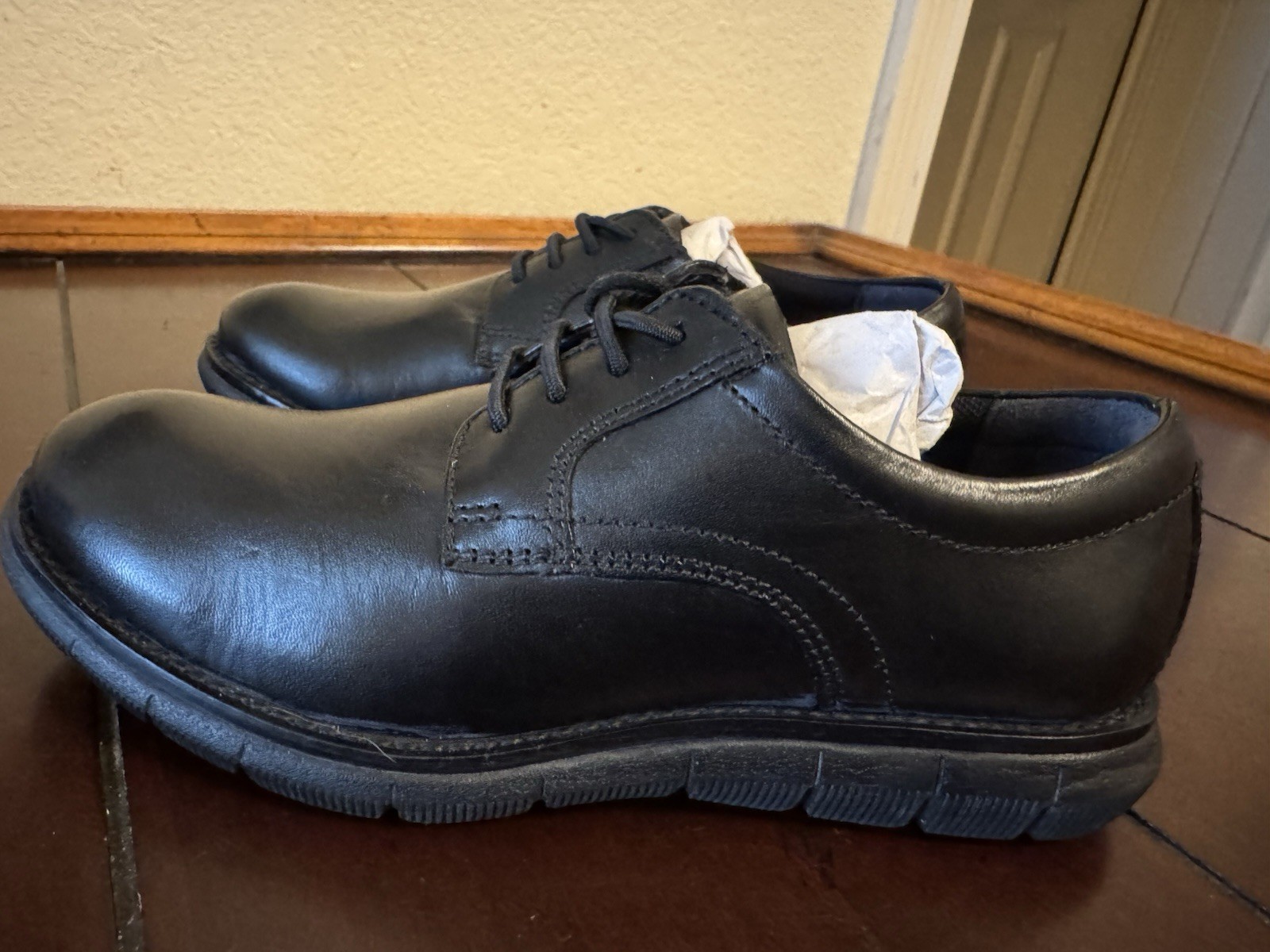 Johnston & Murphy Black Leather Lace Up Derby Dress Shoes28-8381 Boys Sz 12.5