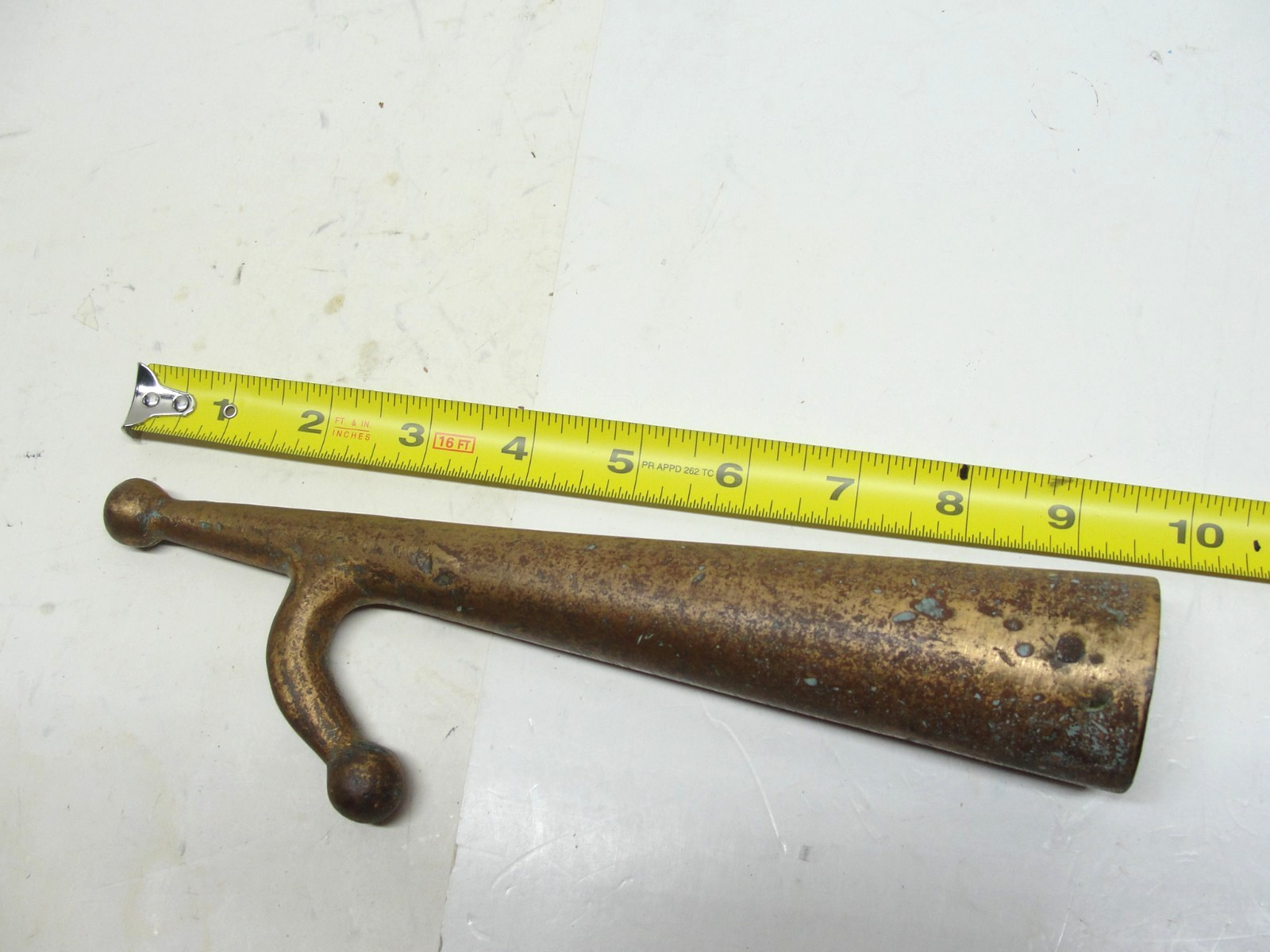 BRASS BOAT HOOK HEAD 9-1/2" IN NICE USED CONDITION