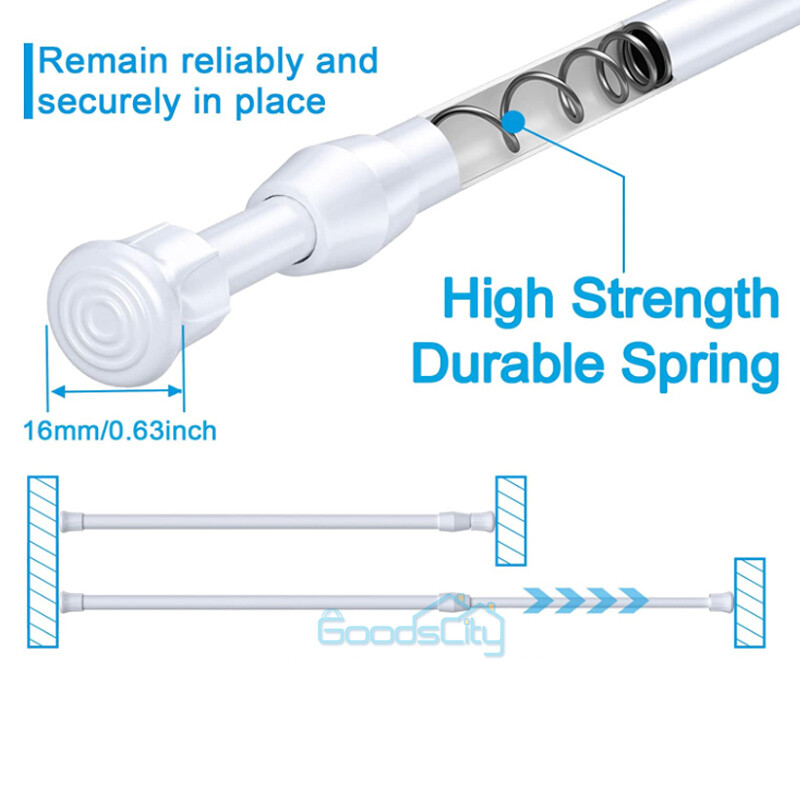 2PC Shower Curtain Rod 15-44 Inch Non-Slip Spring Heavy-Duty Tension Curtain Rod