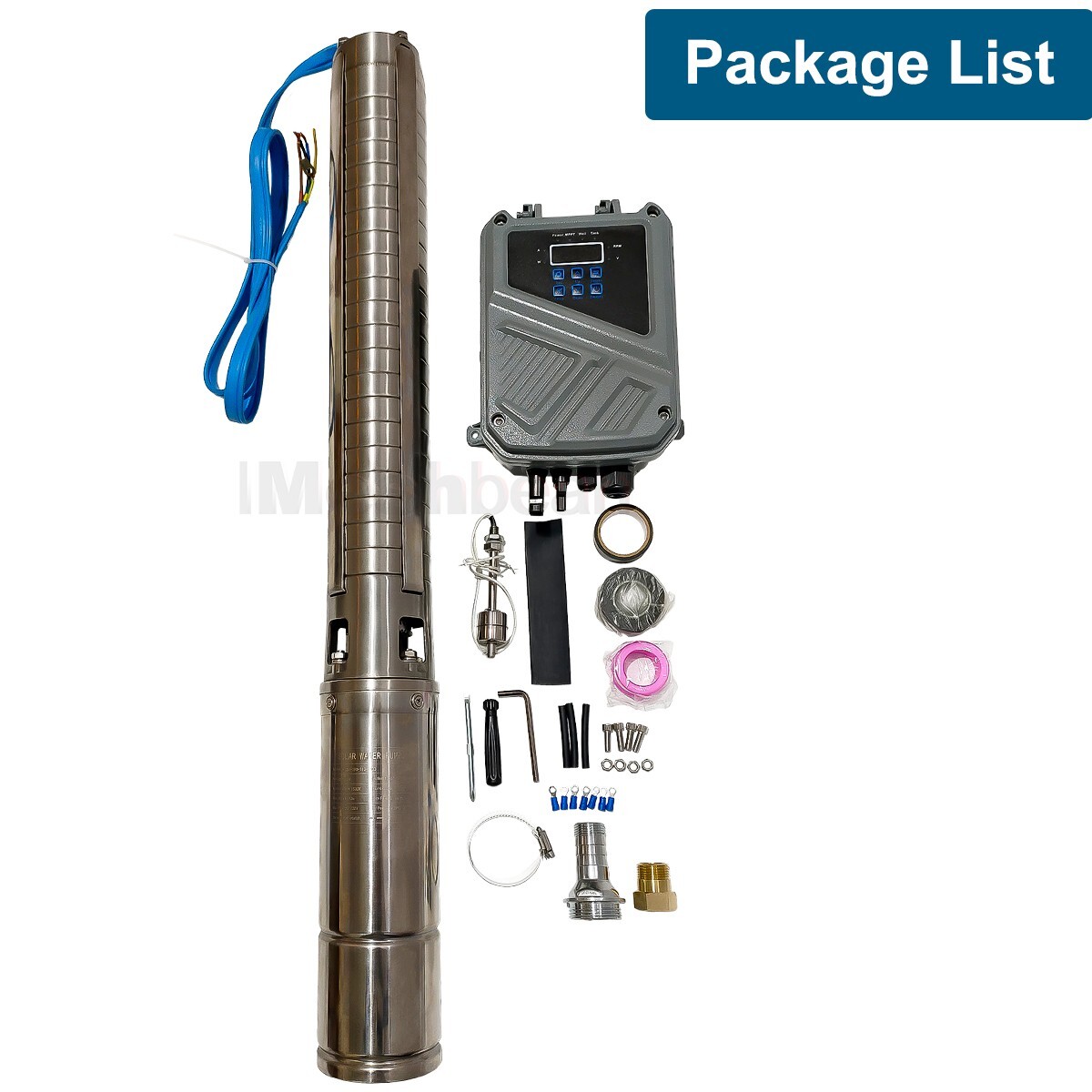 2HP 4in Solar Pump Submersible Pump Bore Deep Well Pump+MPPT Controller DC 110V