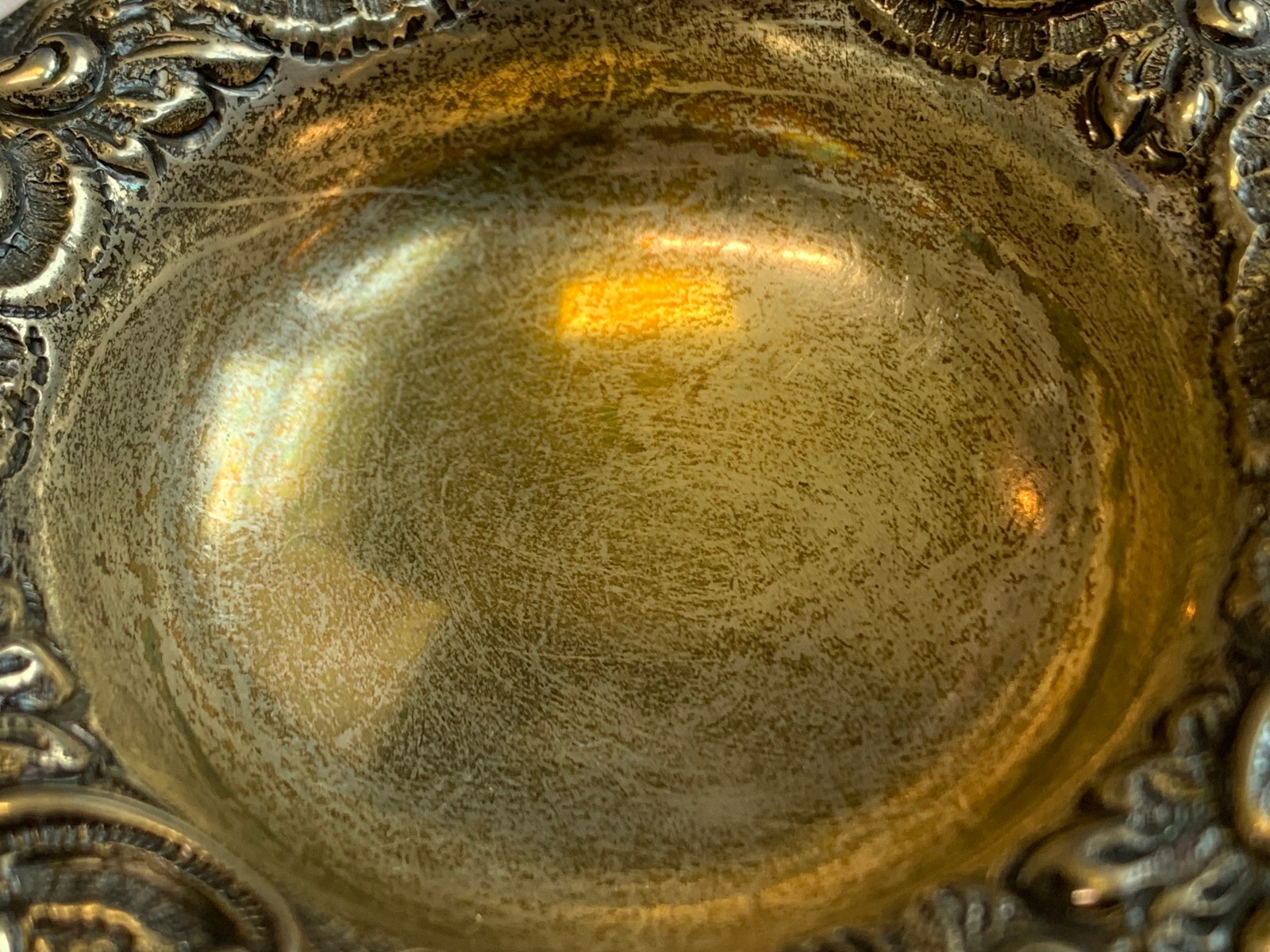 Antique Sterling Silver Condiment Dish Master Salt Cellar 38.9g Floral Repousse