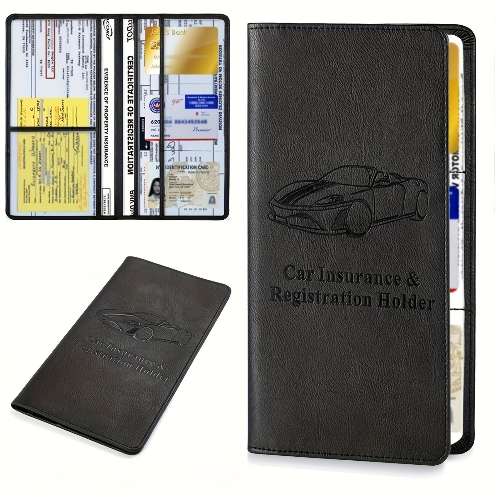 Car Insurance & Registration Holder - Auto Document Organizer for Vehicle Papers