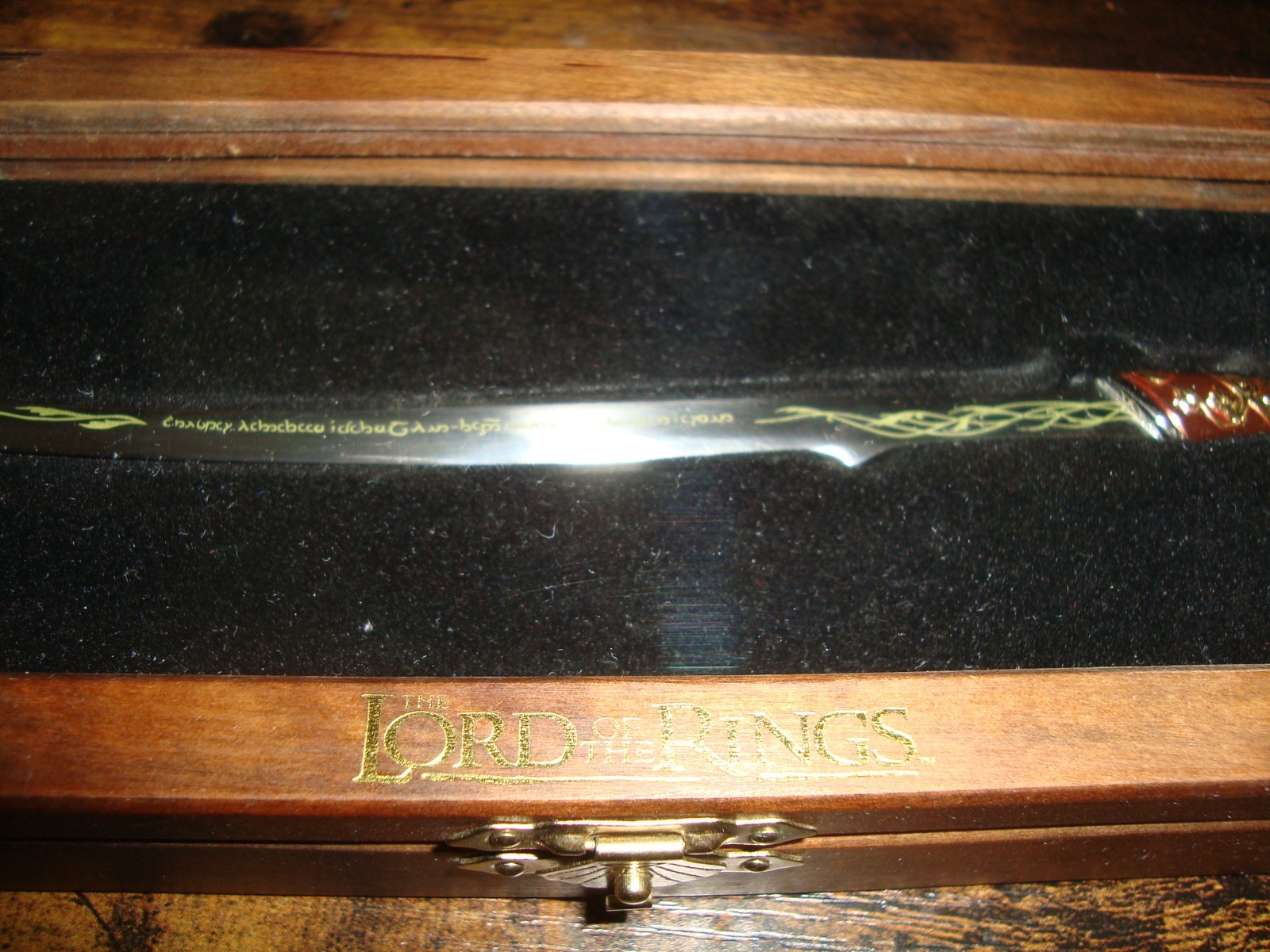 LOTR Lord Of The Rings Sword Replica Hadhafang Letter Opener Wood Case 8.5"