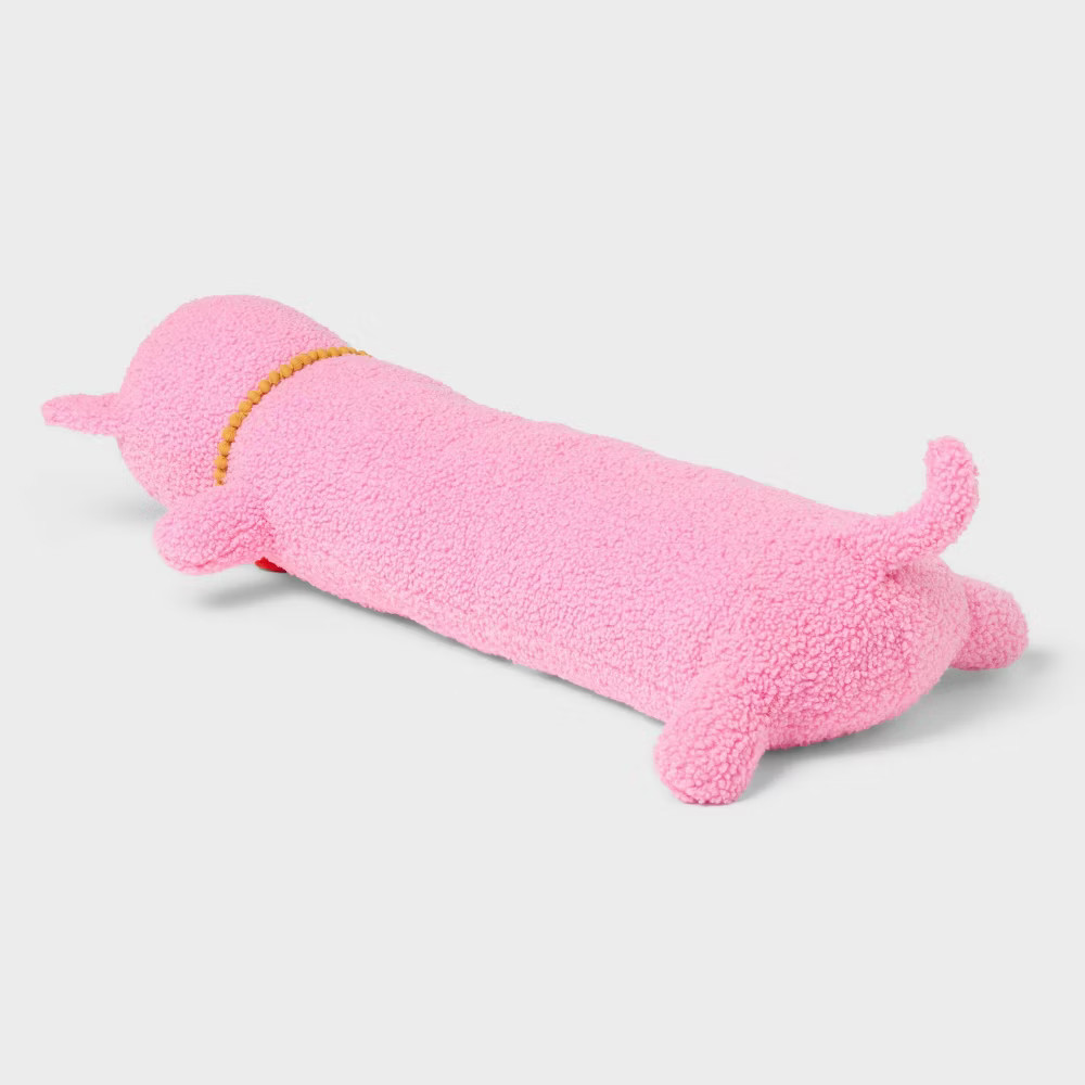 Cat Kids' Long Weighted Plush Throw Pillow Pink - Pillowfort