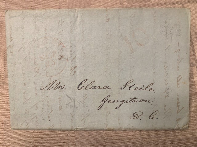 1848 Georgetown DC blue  stampless letter paid  10 cents rate handstamps