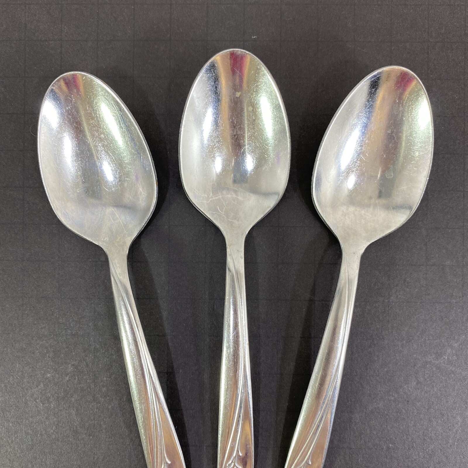 Oneida Custom Stainless ROSEANNE Flatware Set 3 Oval Soup Dessert Spoons 6 1/2"