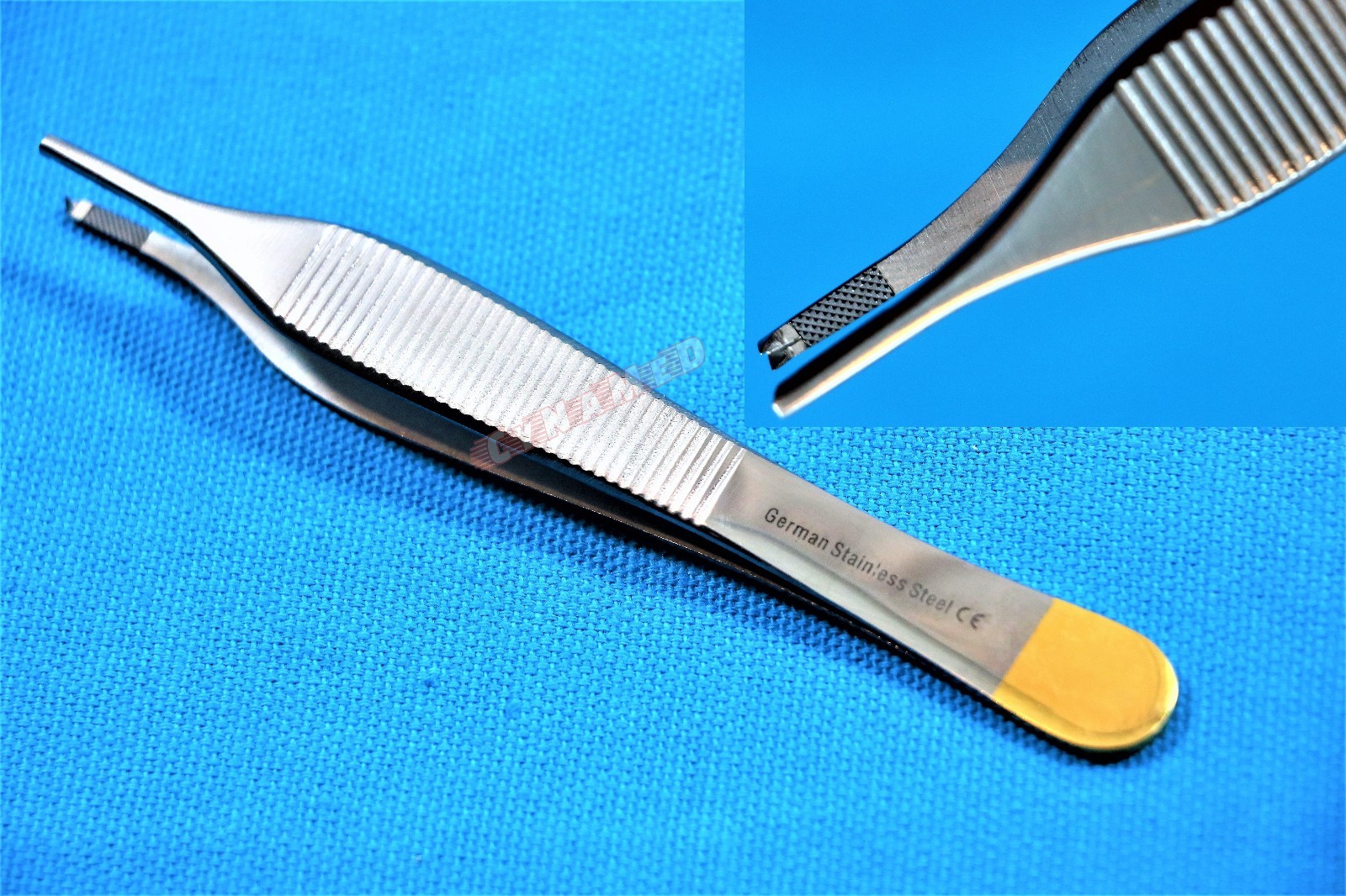 GERMAN T/C ADSON TISSUE KOCHER FORCEPS 1X2 TEETH 4.75" with tungsten carbide