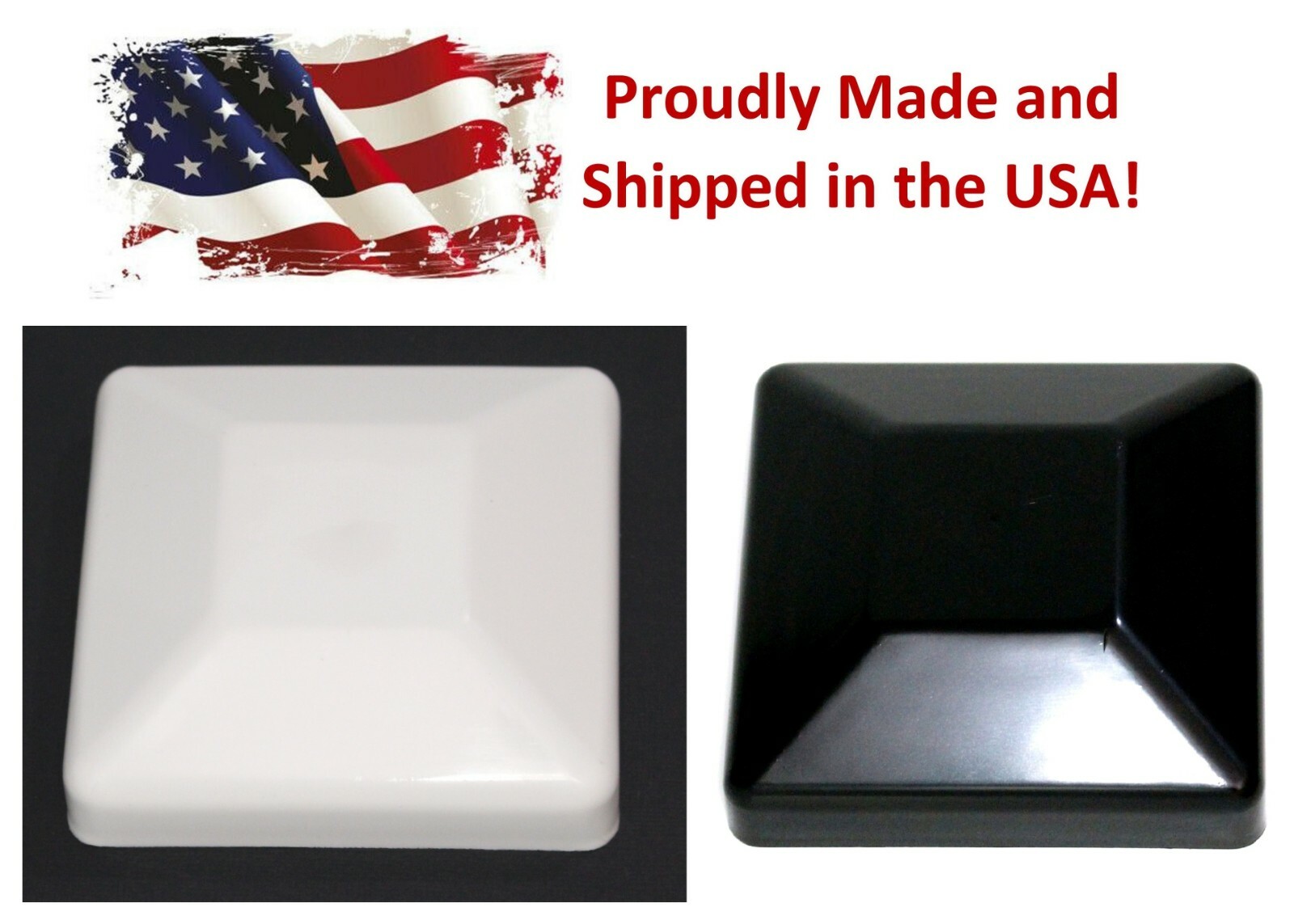 4x4 (3-5/8 x 3-5/8) Plastic Fence Post Cap Pressure Treated Wood Black or White