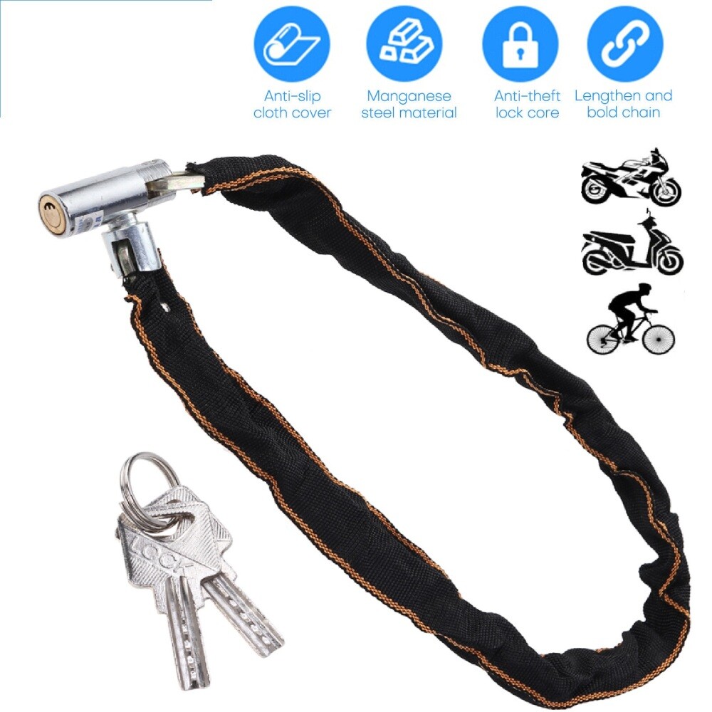 Heavy Duty Motorcycle Bike Bicycle Anti-theft Chain Lock Padlock Security W/ Key
