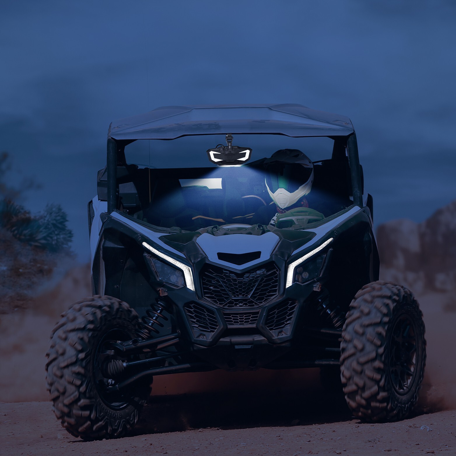 1.65"-2" UTV Rear View Center Mirror w/LED Light For Polaris RZR S 570/900/1000