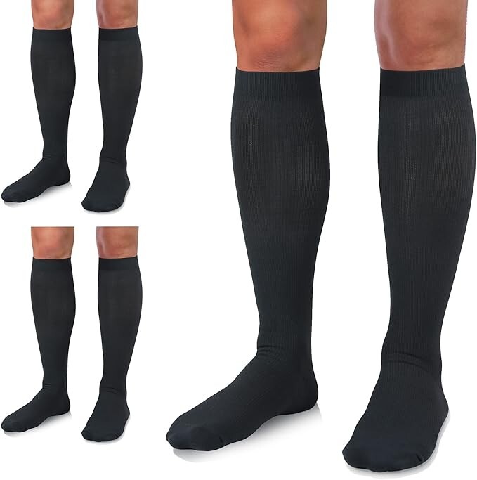 3 Pairs Medical Compression Socks for Women and Men 20-30 mmHg Knee High Socks