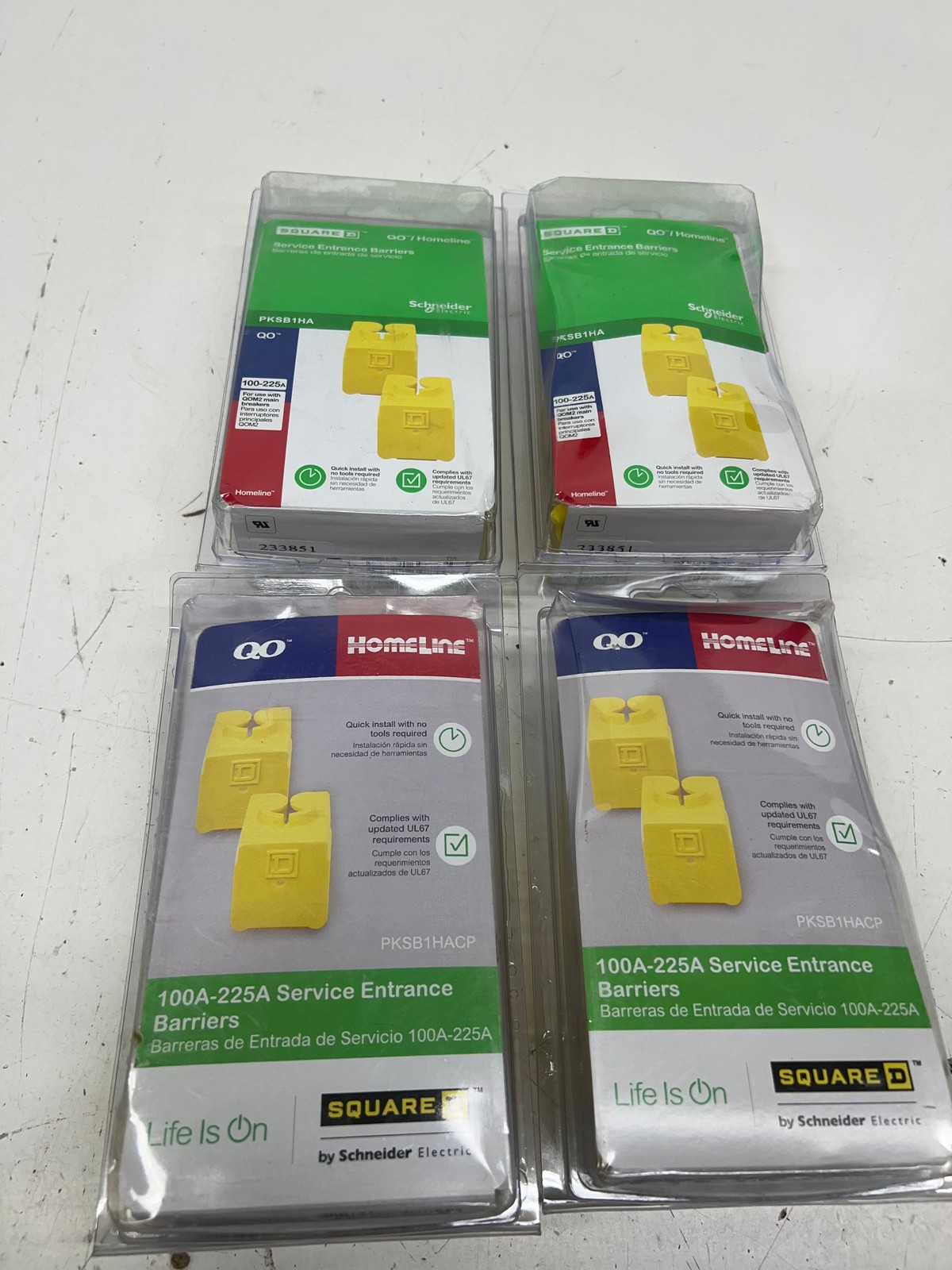 4 PACKS Square D 100 AMP- 225 AMP Service Entrance Barriers