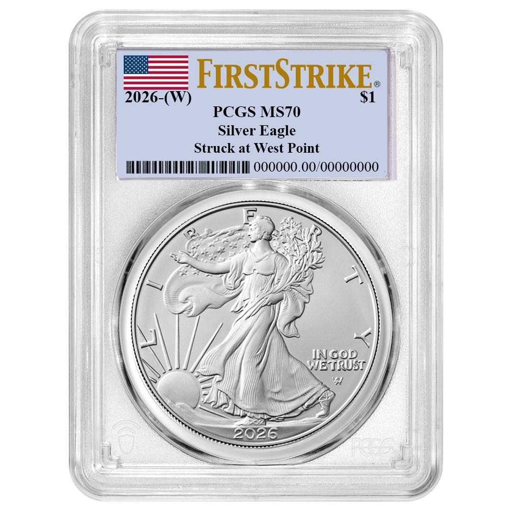 Presale - 2026 (W) $1 American Silver Eagle PCGS MS70 FS Flag Label