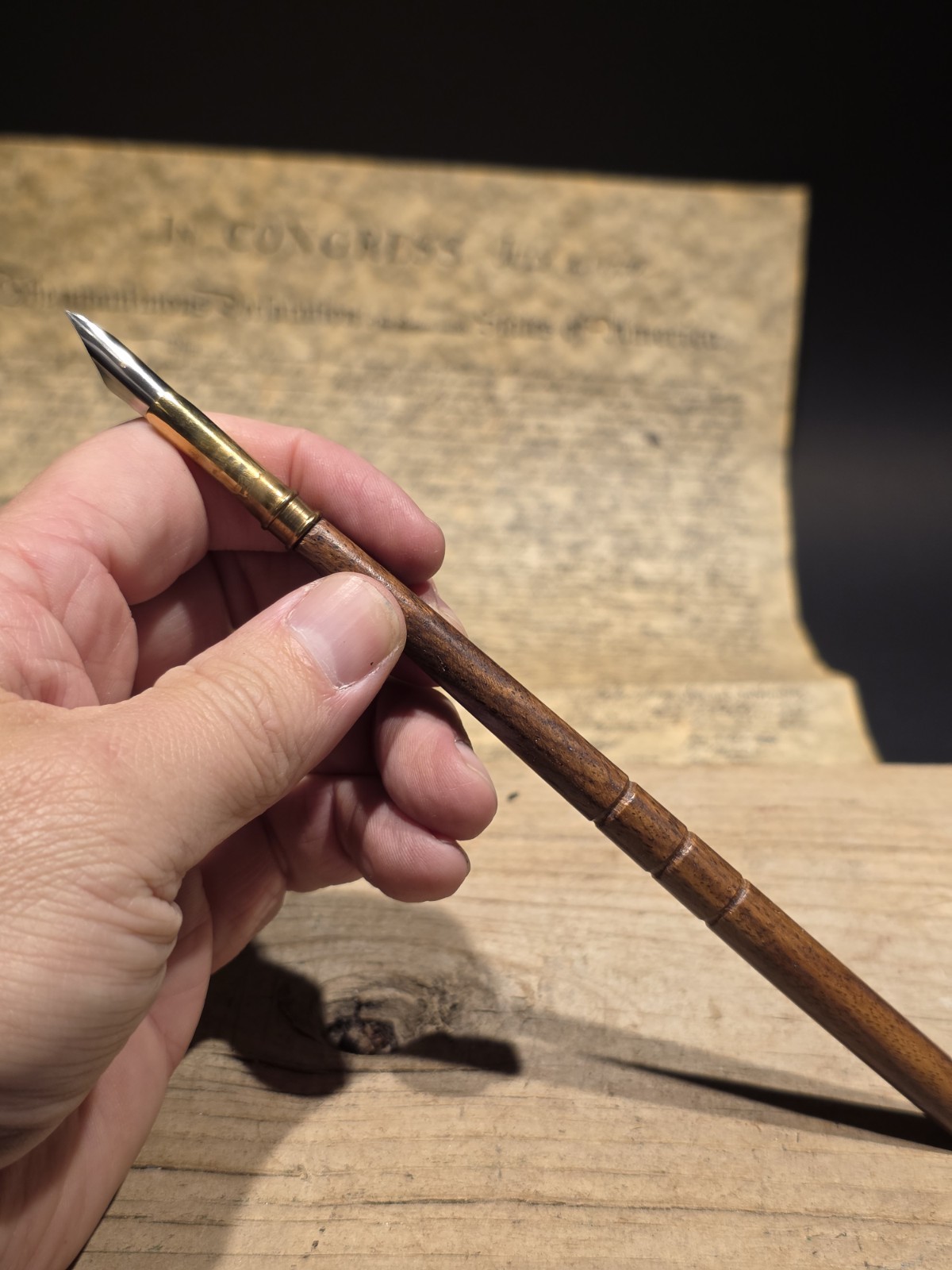 7" Antique Style Wood Turned Single Dip Pen