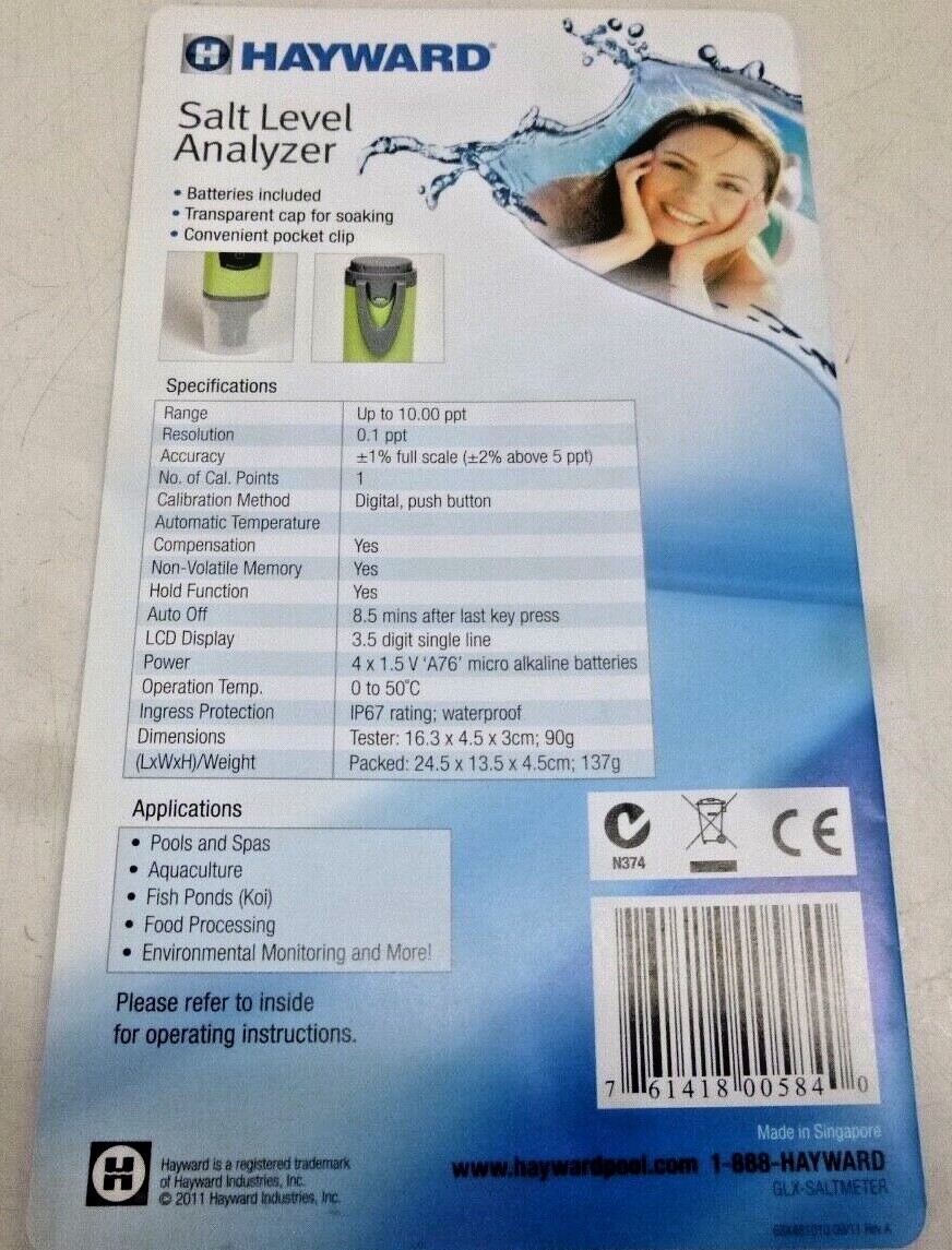 NEW HAYWARD SALT LEVEL ANALYZER, 35462092
