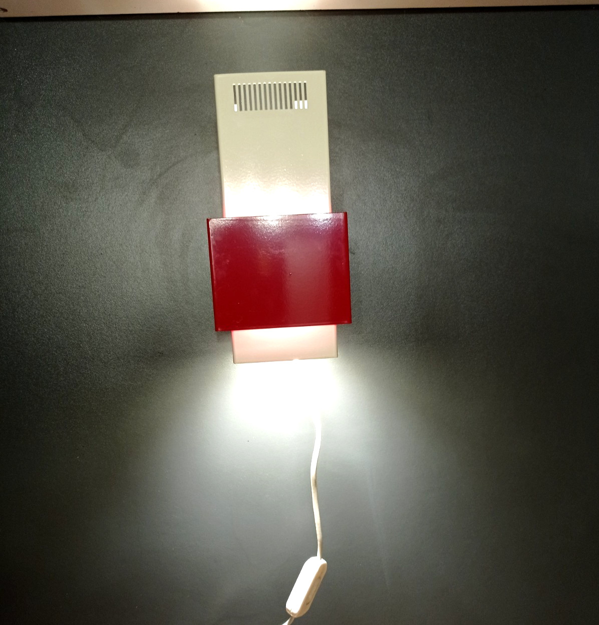 Vintage Soviet Futuristic Wall Light in USSR Space Age Style. Rare metal sconce