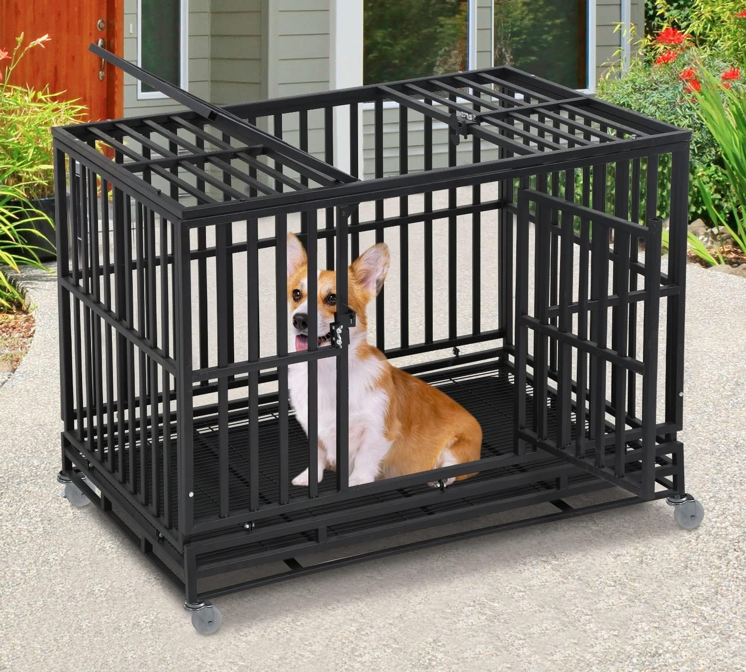 Heavy Duty Indestructible Dog Crate 49 Inch Dog Kennel Large Dog Cage