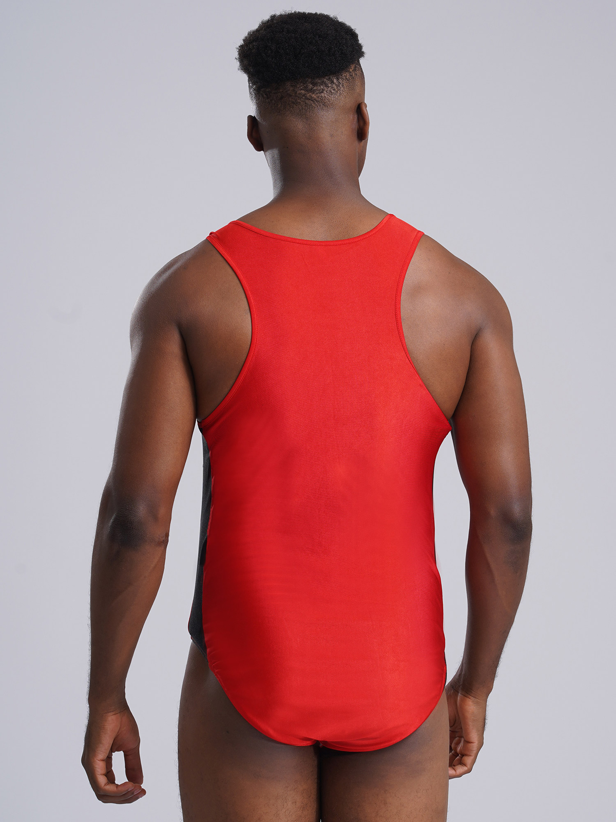 Men's Sleeveless U Neck Leotard Bodysuit Wrestling Singlet Swimming Jockstrap