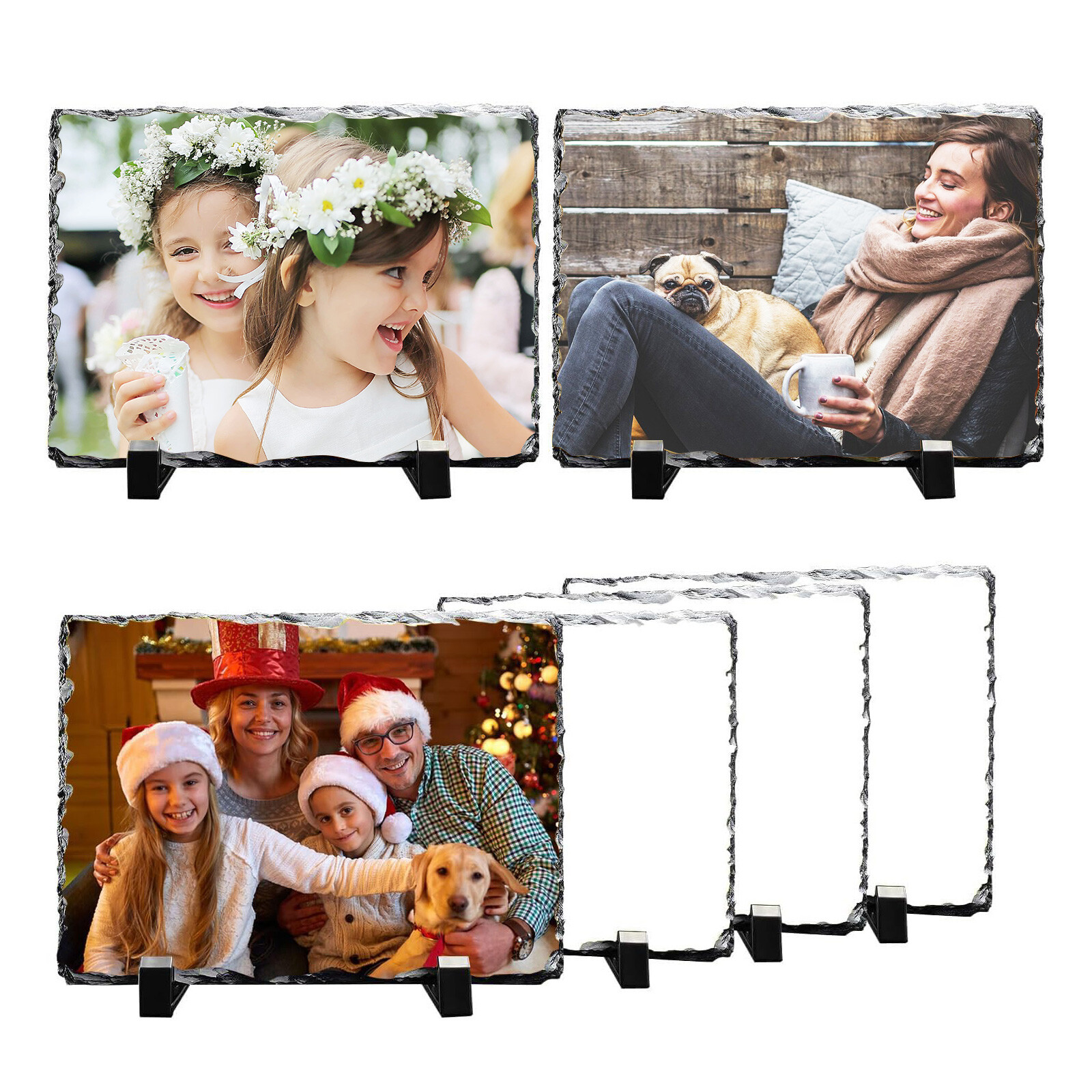 USA 15 Pack 7.87" x 11.8" Sublimation Photo Slate Rock Plaque Blank with Holder