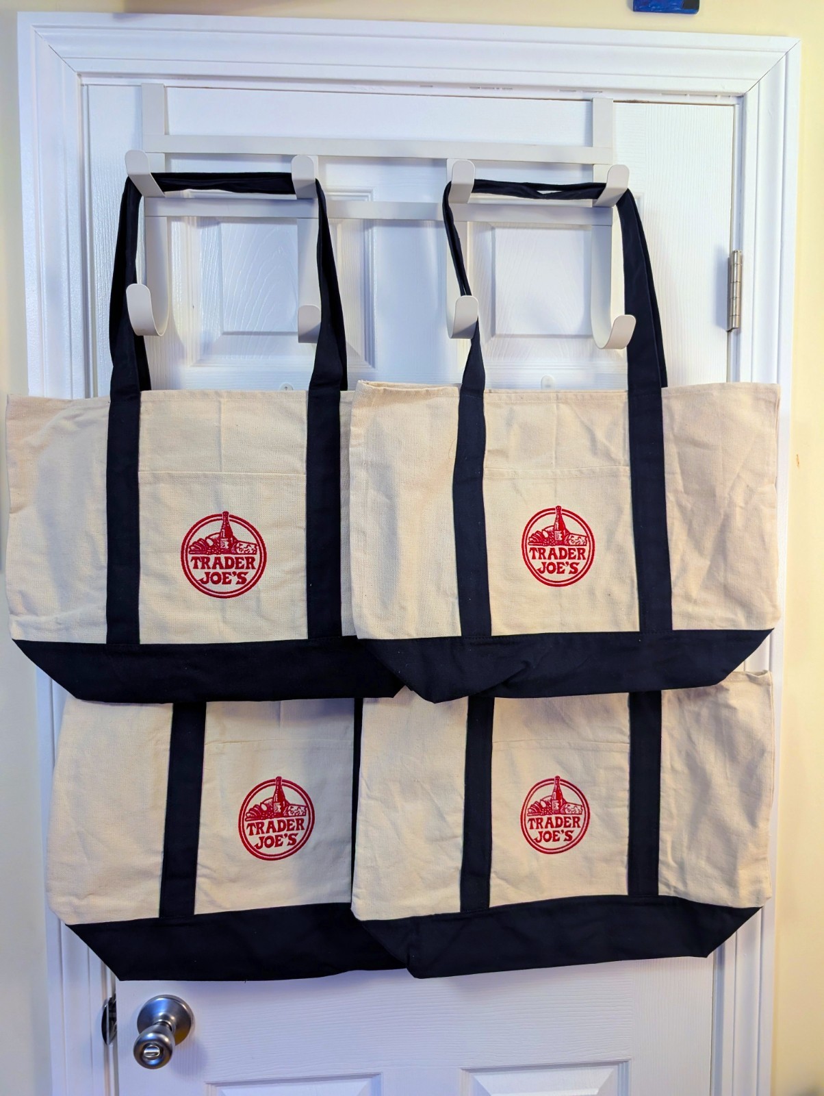 LARGE Trader Joe's Reusable Canvas Tote Bag, Navy Blue, New with Tags BULK ORDER
