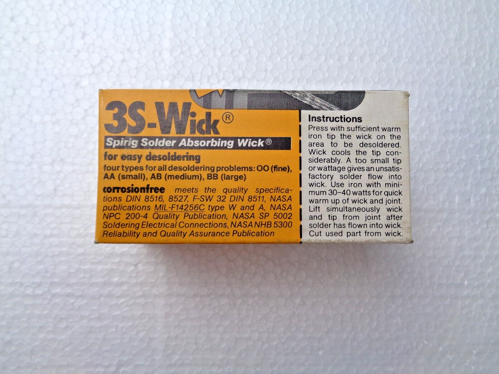 10 Solder Wick 1.1mm Braided. 5.5FT No Clean Wick 3S-WICK SPIRIG NEW MADE IN USA