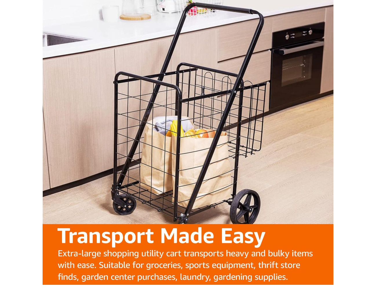 Jumbo TL32734 Swivel Wheels Folding Shopping Cart - Free Shipping