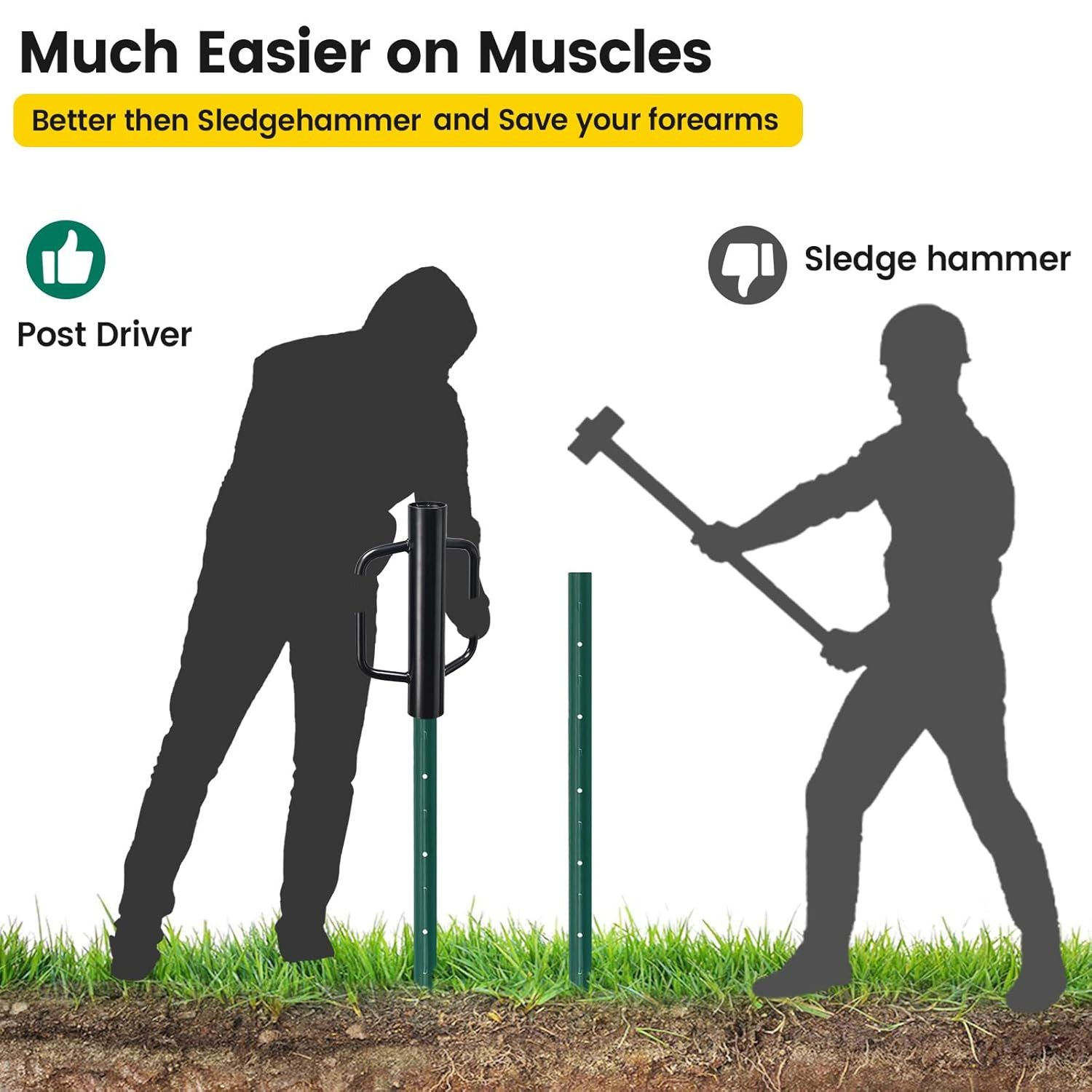 T Post Driver Heavy Duty Fence wood steel Post Driver 17" long 2.7" dia Pounder