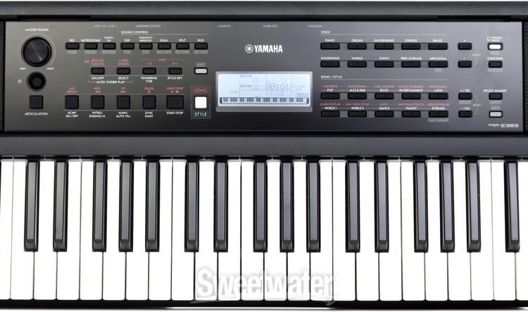 Yamaha PSRE383 61-key Mid-range Portable Keyboard with PA130 Power Adapter