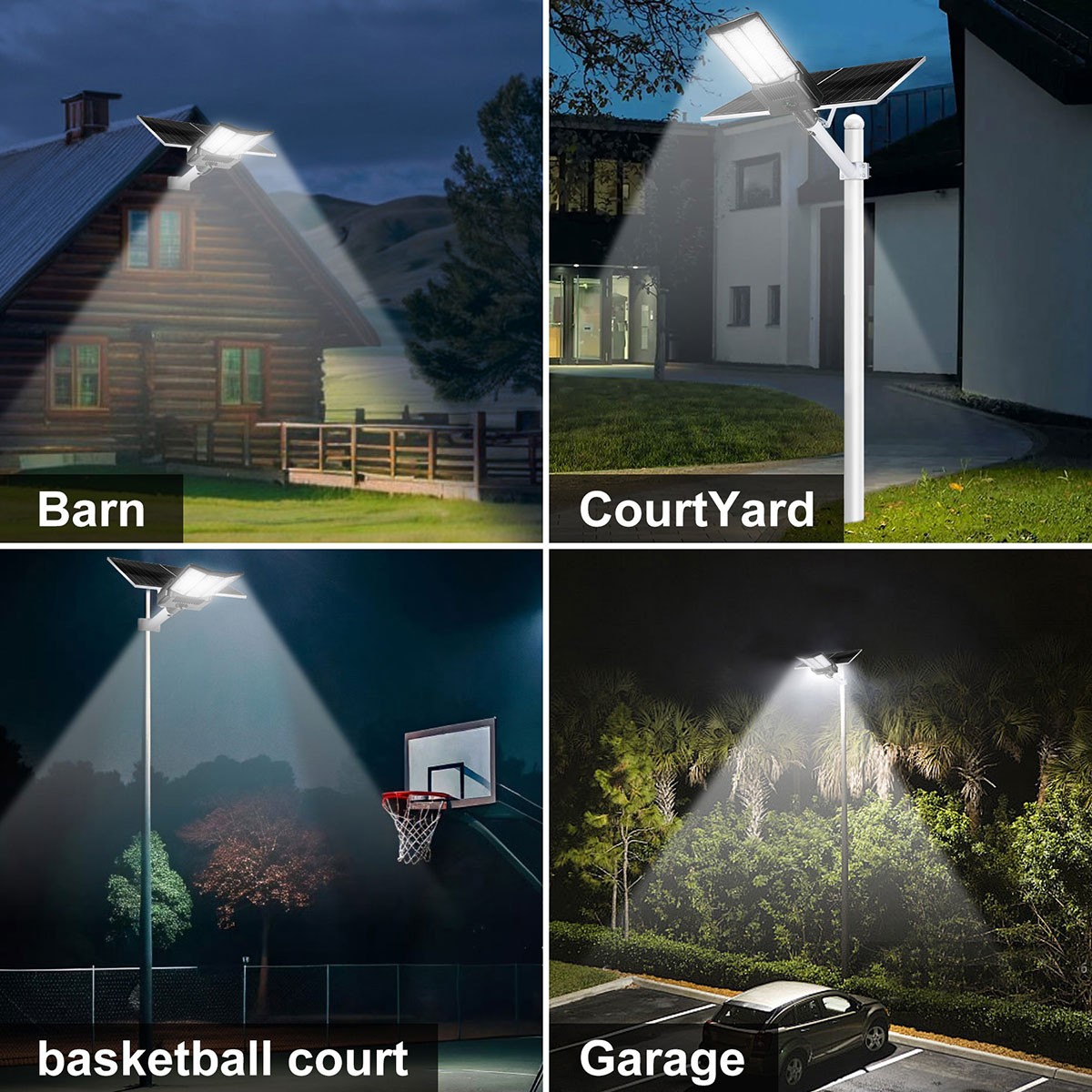 16000W Commercial Solar Street Light Dusk to Dawn Lamp Parking Lot Outdoor+Pole