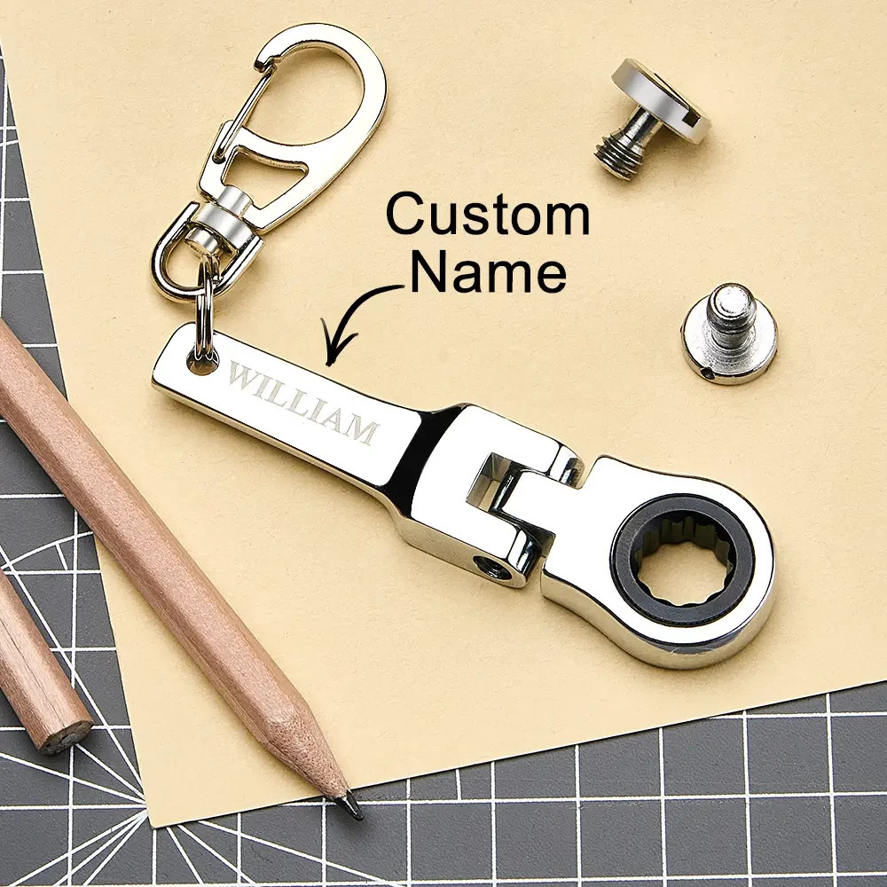 Personalized Ratchet Wrench Keychain with Engraving Keychain Mini Hardware Tool