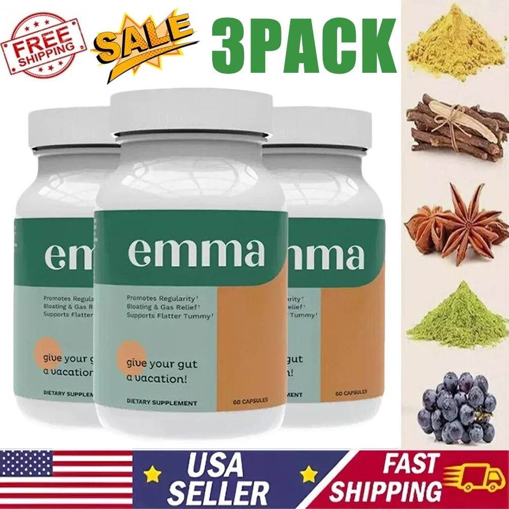 3 Pack Emma Gut Health Supplement 180 Capsules for Bloating Relief & Leaky Gut