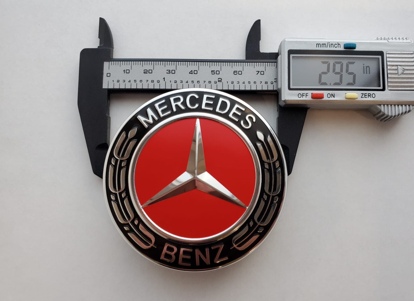 Set of 4 Mercedes Benz Center Caps Black-Red 2.95Inch/75mm Fits Most Models