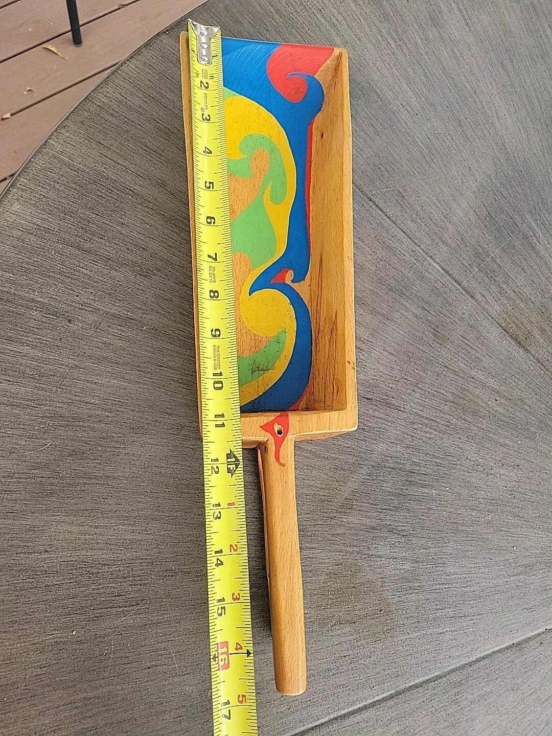 Vtg Folk Art Wooden Tole Grain Flour Scoop Painted Primitive Farm Core READ