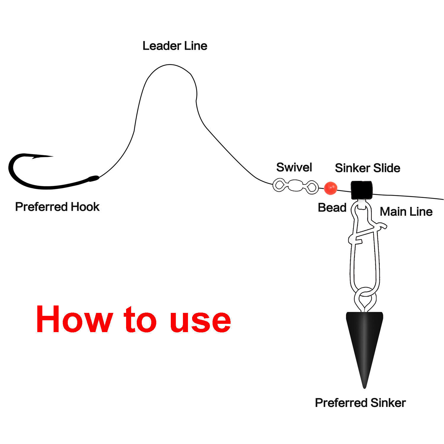 20-100PCS Fishing Line Sinker Slide with Snap High-Strength Fishing Line Sinker