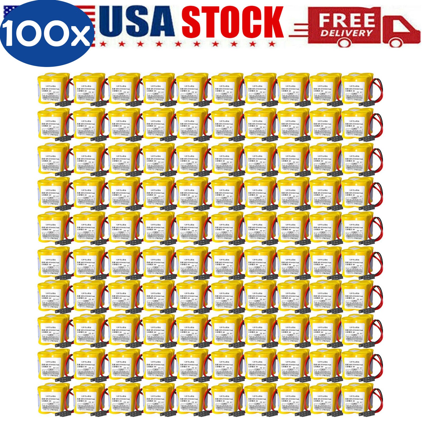 ◉ 100X BR-2/3AGCT4A BR2/3AG BR2/3AGCT4A Battery for FANUC A98L-0031-0025 w/plug