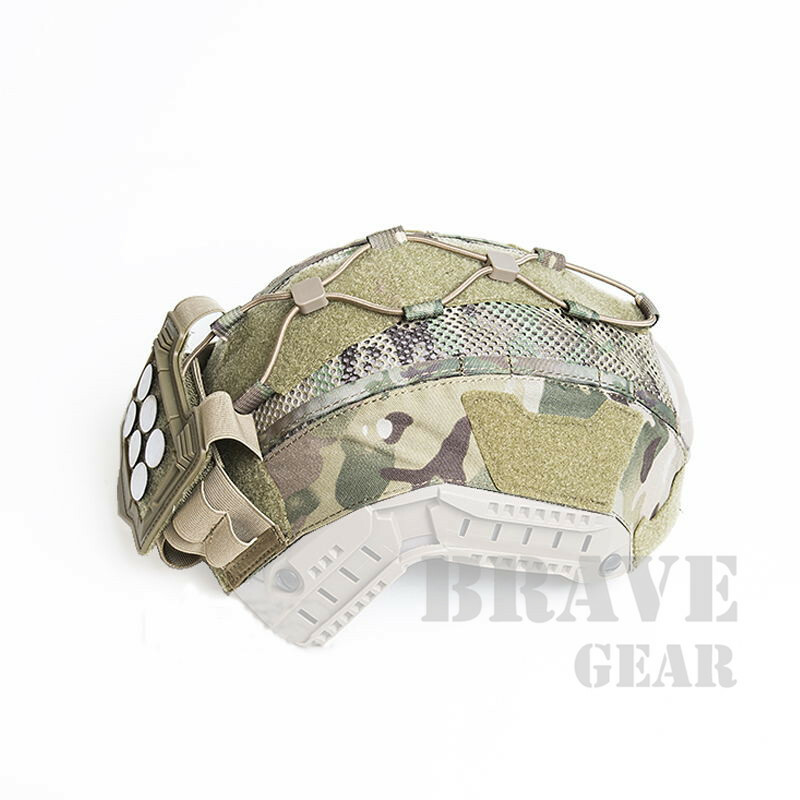 Tactical Mesh Helmet Cover/NVG Battery Pouch+Bungee for Maritime FAST SF Helmet