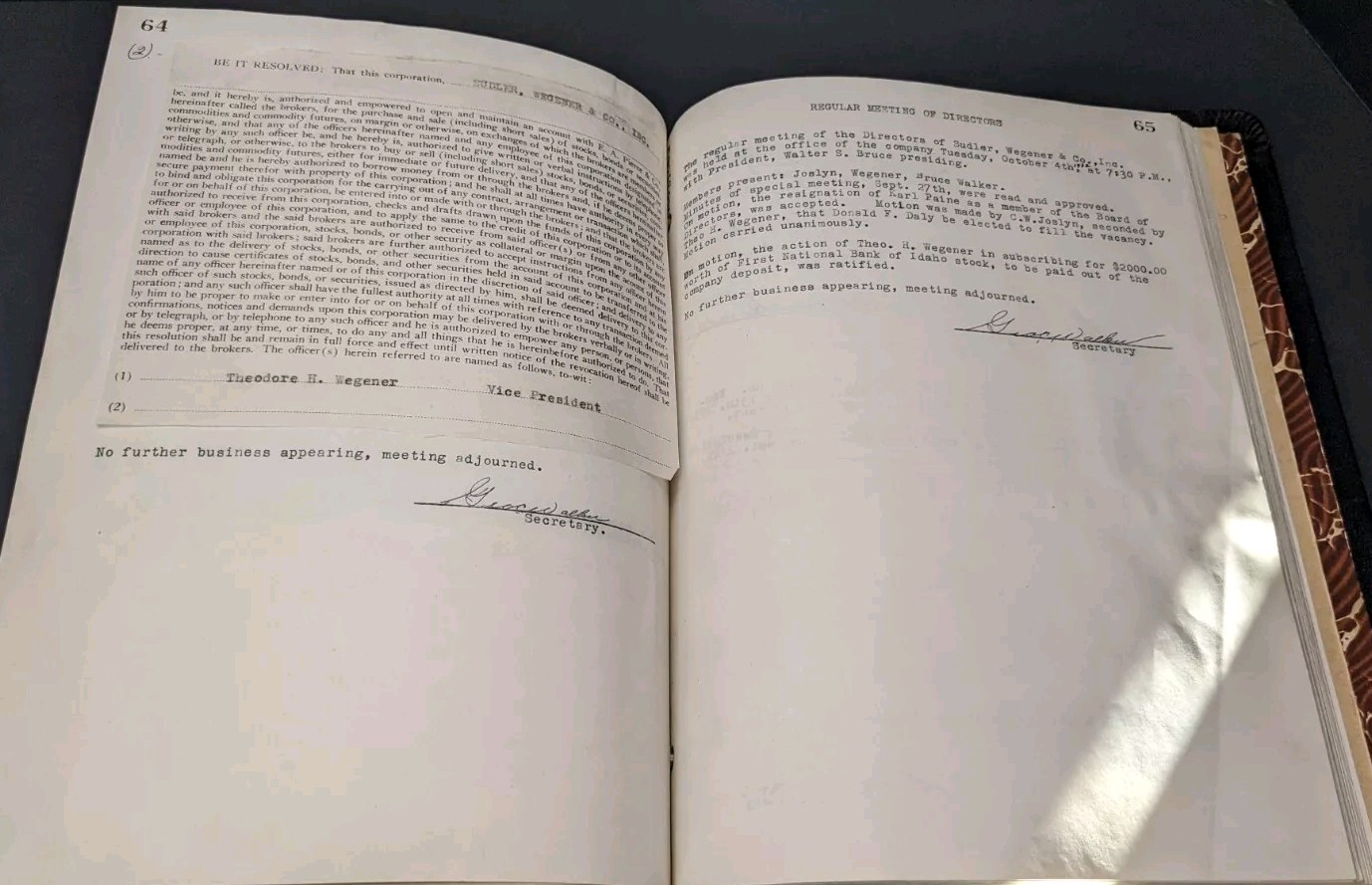 Board Of Directors Legal Minutes Sudler,Epperson,Grubb & Co. E.A. Pierce & Co