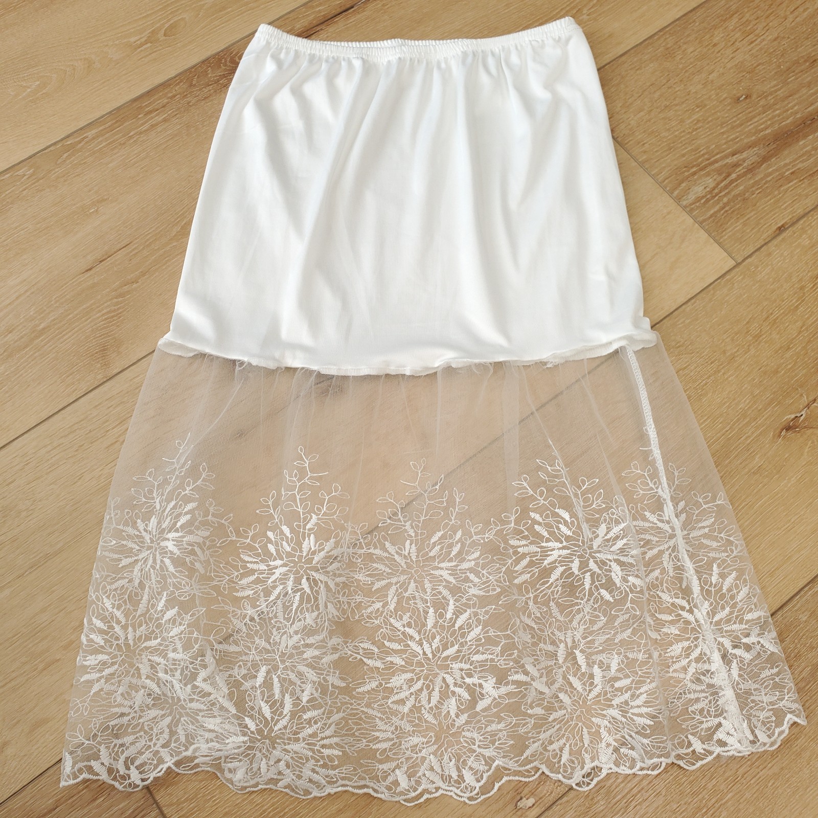 Womens S Lace Skirt Petticoat Half Slip Dainty Splice Floral Formal Underskirt