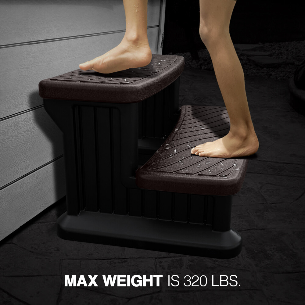 Puri Tech Universal Spa & Hot Tub Steps No Slip Grip Support Espresso with Black