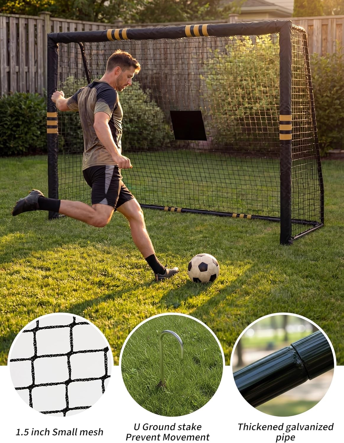 8x5.3Ft Backyard Soccer Goal W/ Metal Frame & Padded Posts Weather-Resistant Net