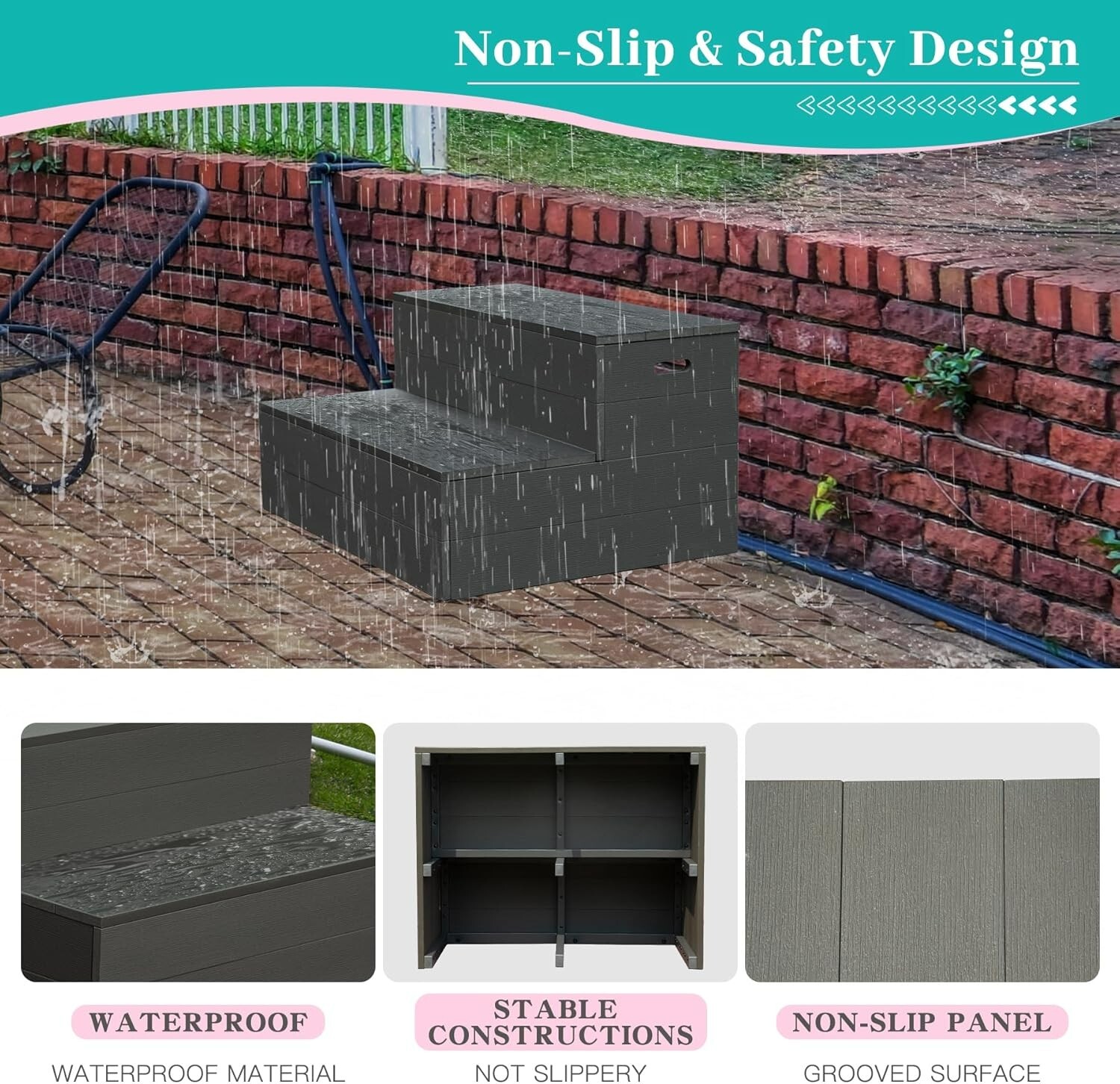 Domi Universal Spa & Hot Tub Step, Non-Slip Heavy Duty Aluminum Spa Steps(Grey)