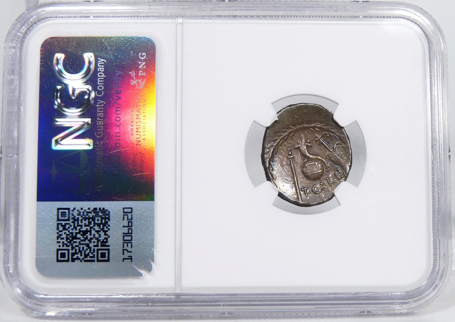 temp. JULIUS CAESAR Titus Carisius Roma/Cornucopia 46BC NGC Cert. Choice VF Coin
