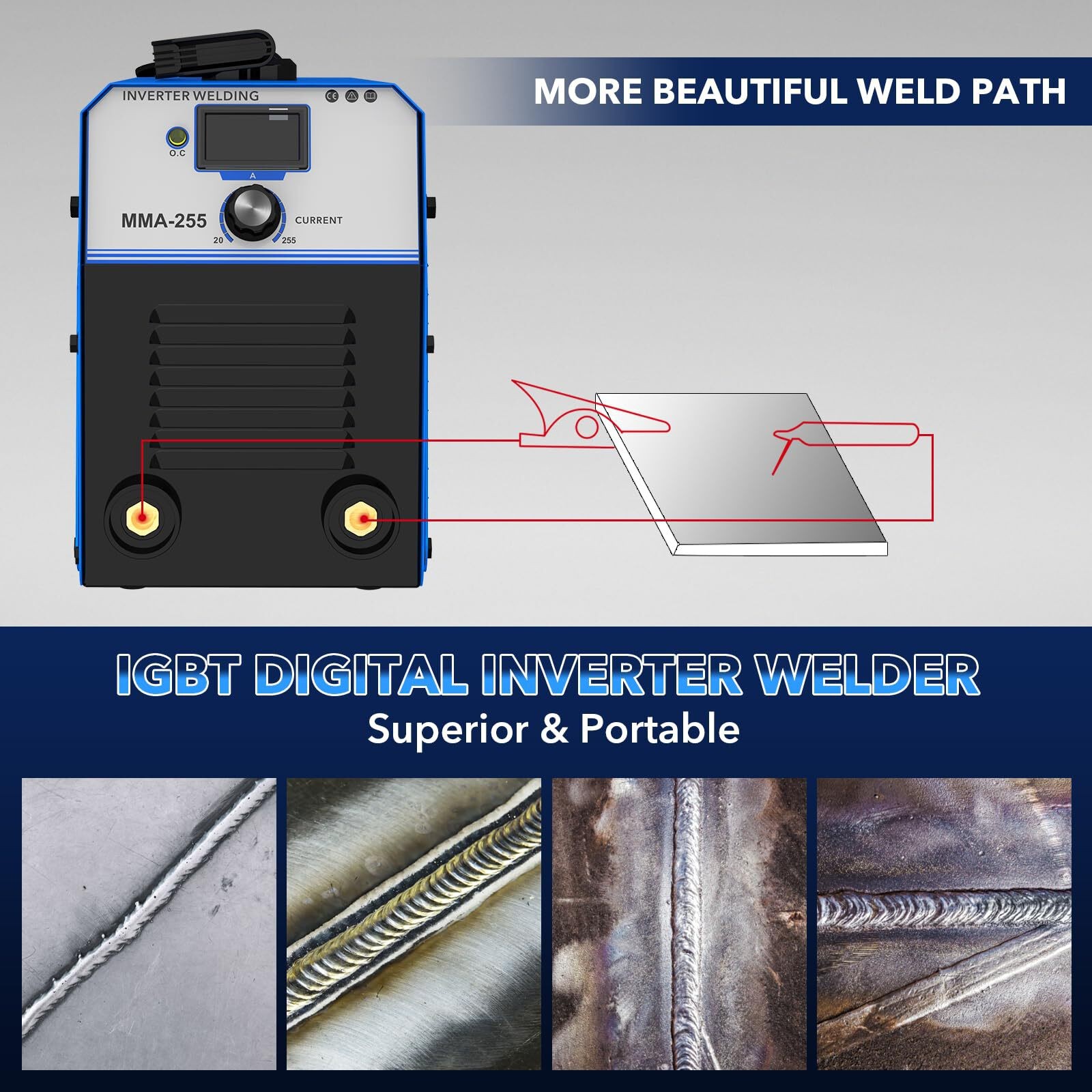 TRQWH 255A MMA ARC Welder, Portable 110V/220V Stick Welder with Digital Display