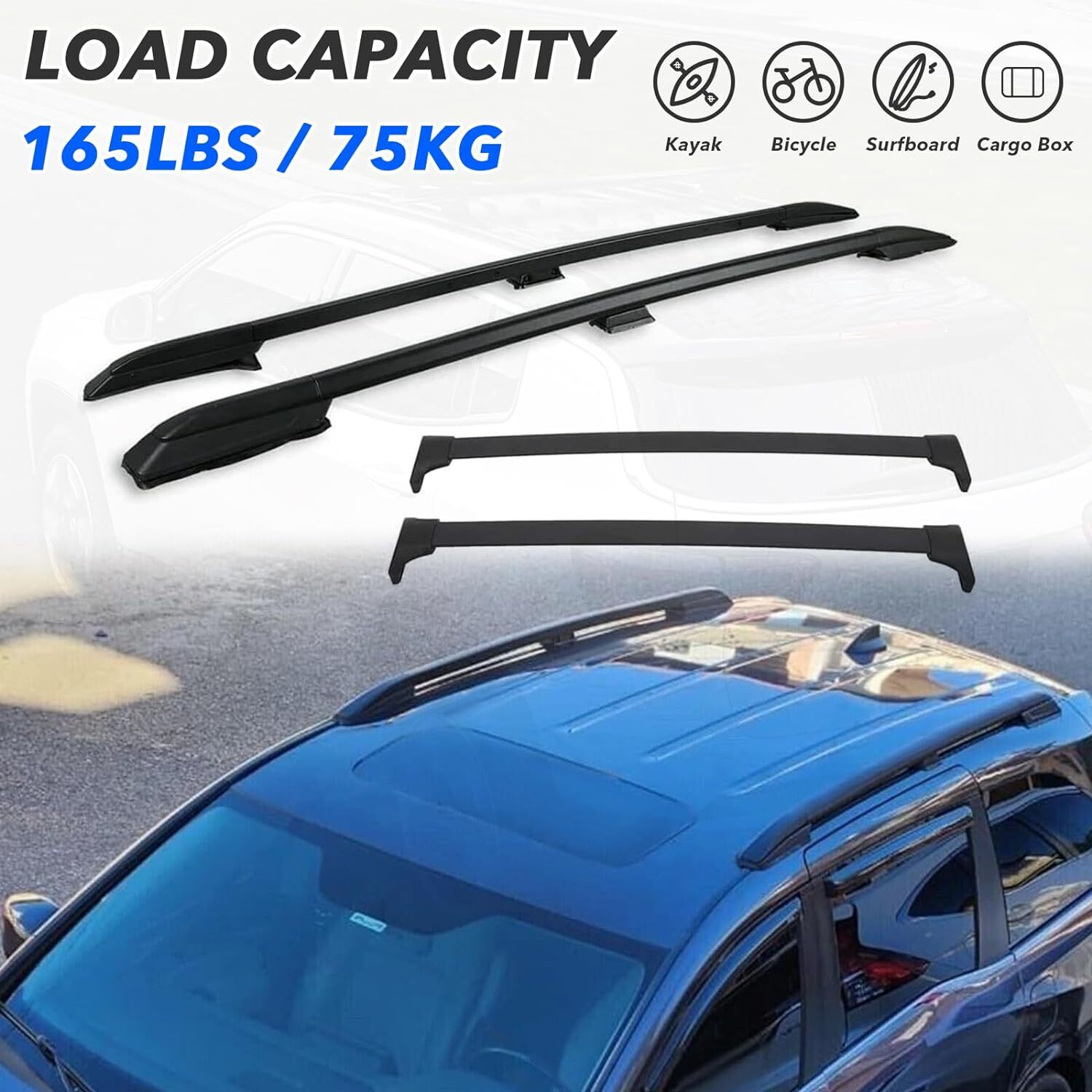 Roof Rack Cross Bar + Roof Side Rail For 2018-2024 Honda Odyssey Luggage Carrier