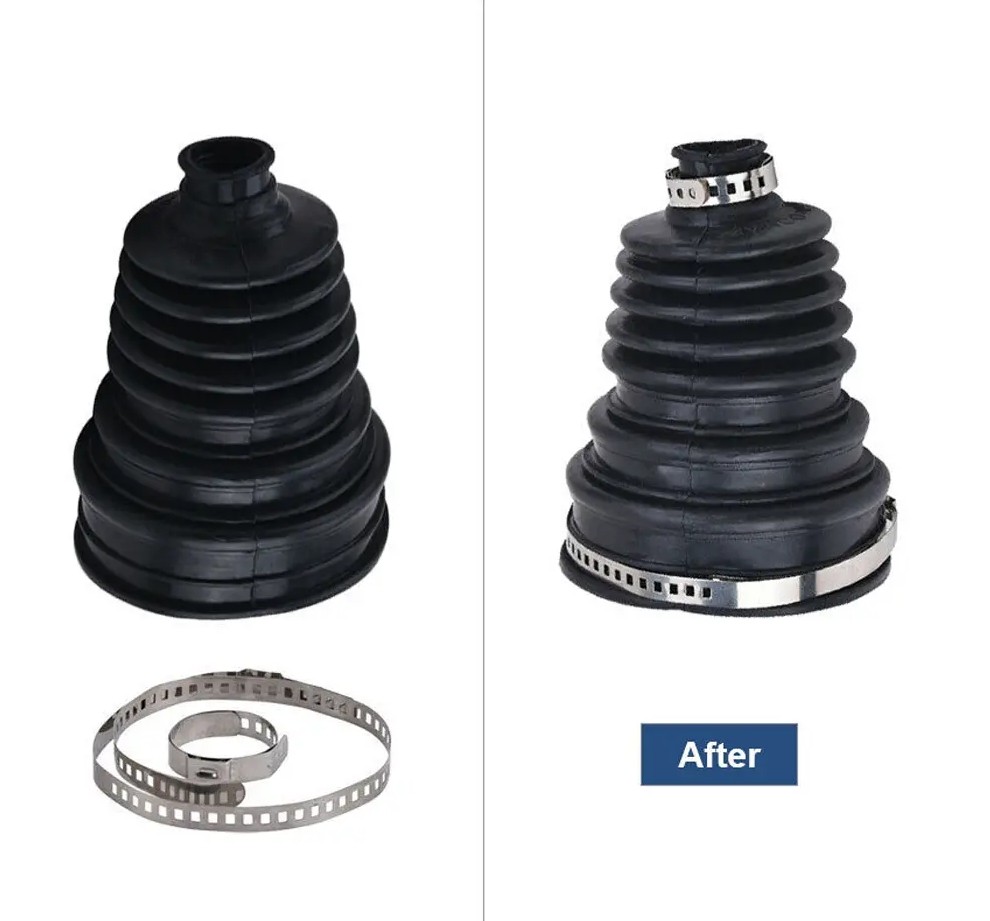 2‌X Car Drive Shaft CV Axle Joint Boot Dust Cover Kit Universal Rubber w/Clamp‌s