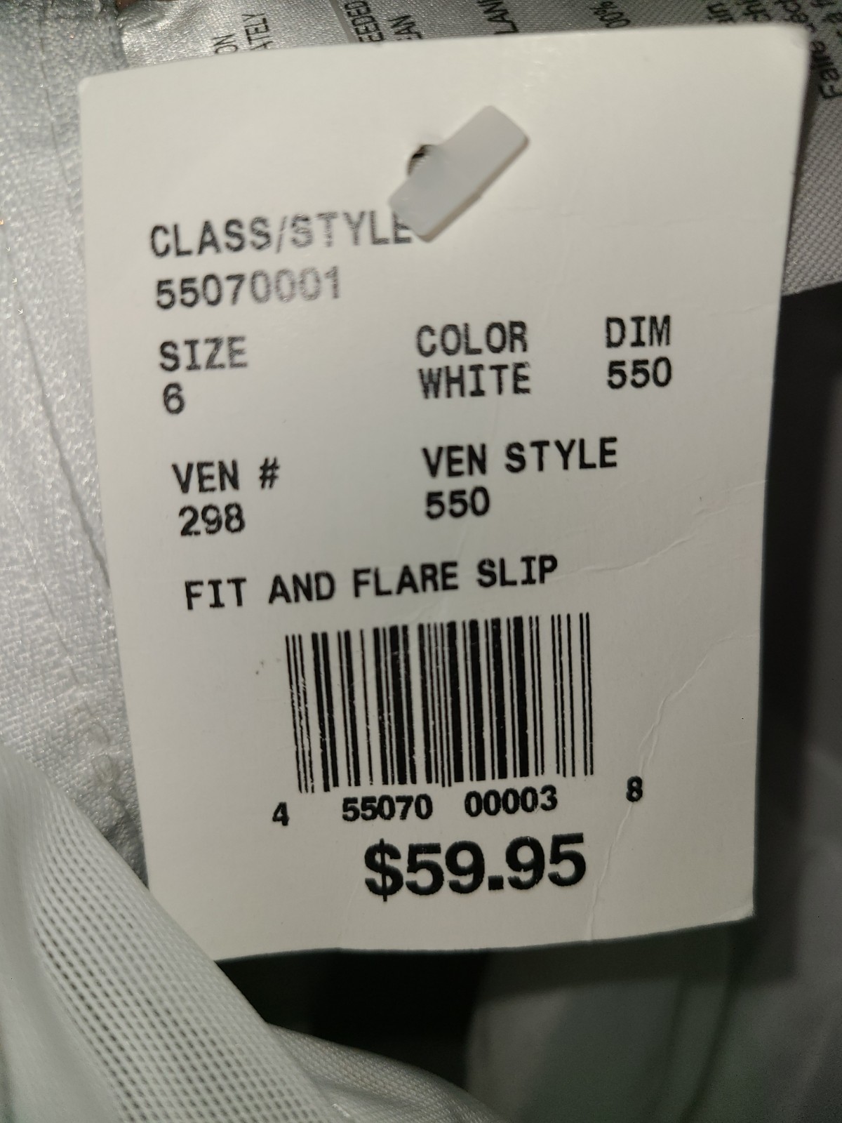 NWT David’s Bridal Fit and Flare Slip SZ 6 White 550 Style Zipper 100% Nylon